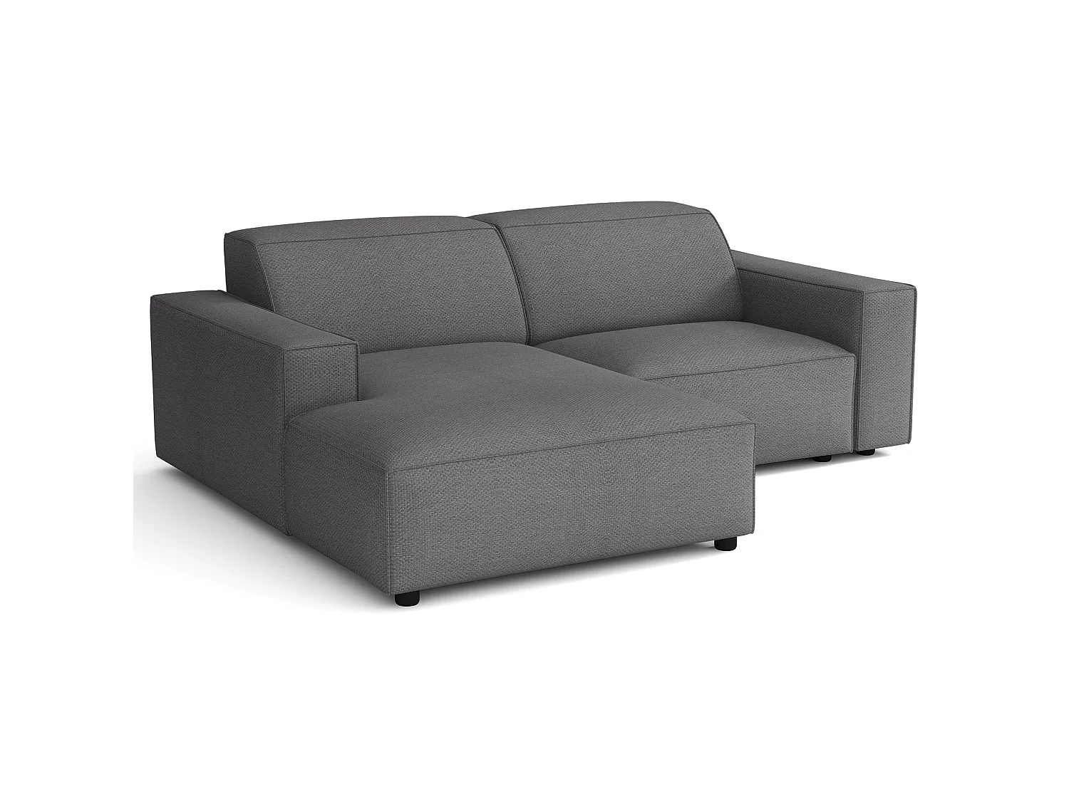 Canapé d'angle petit - 210 cm - gauche - Chenille Gris foncé - Sellmo