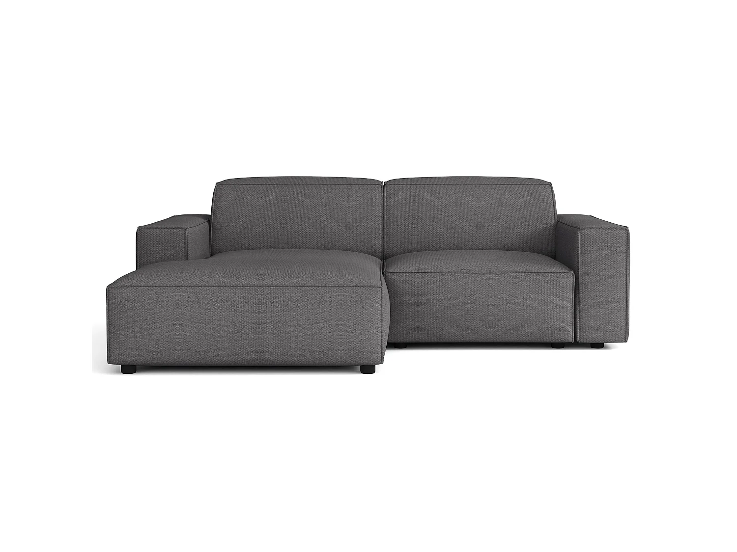 Canapé d'angle petit - 210 cm - gauche - Chenille Gris foncé - Sellmo