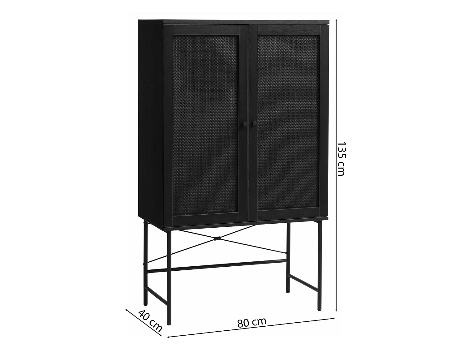 Hoge commode, zwart, 80 cm – Mogest