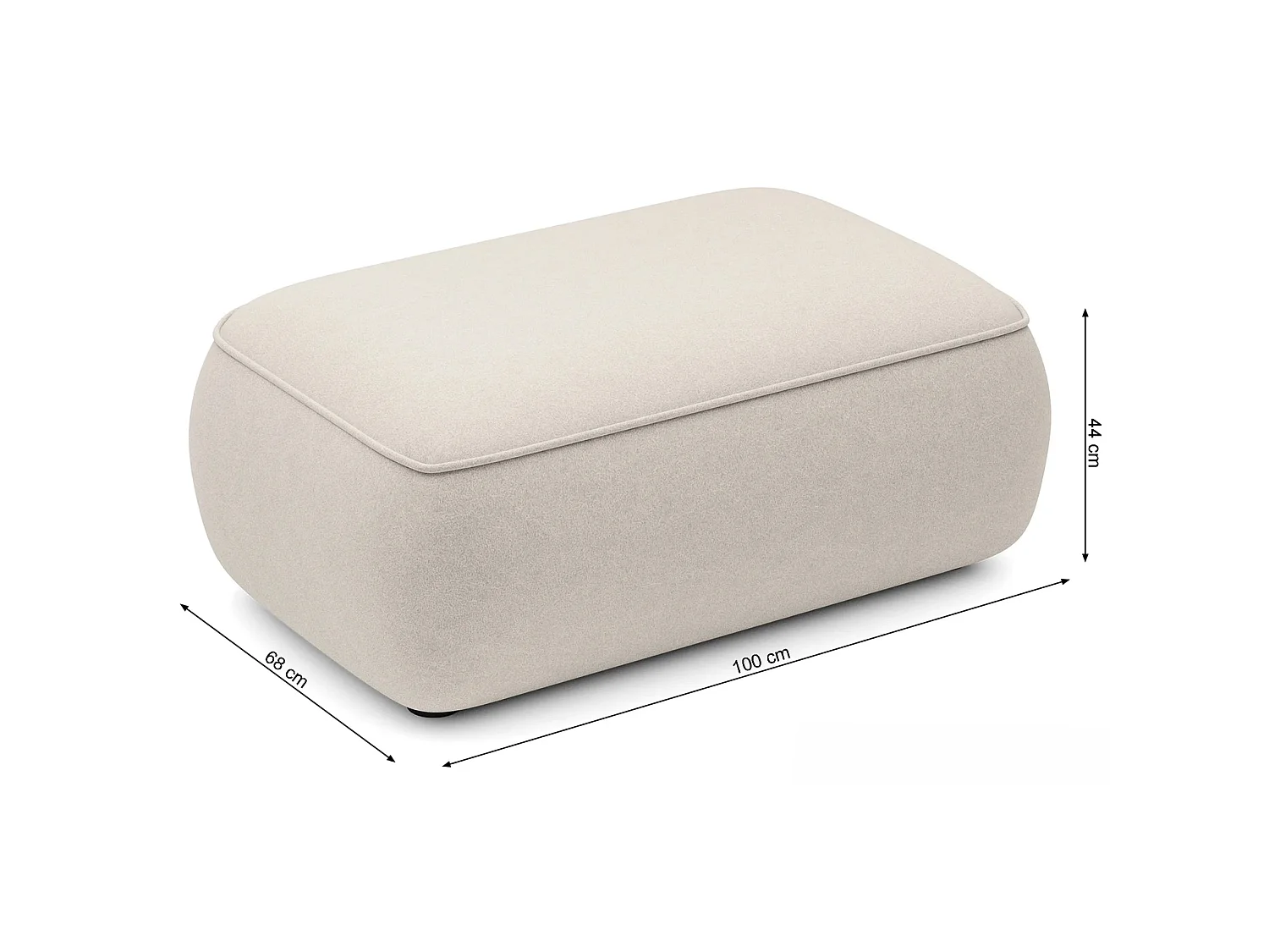 Poef 1-zits, crème, 100 cm – Ovo, chenille stof