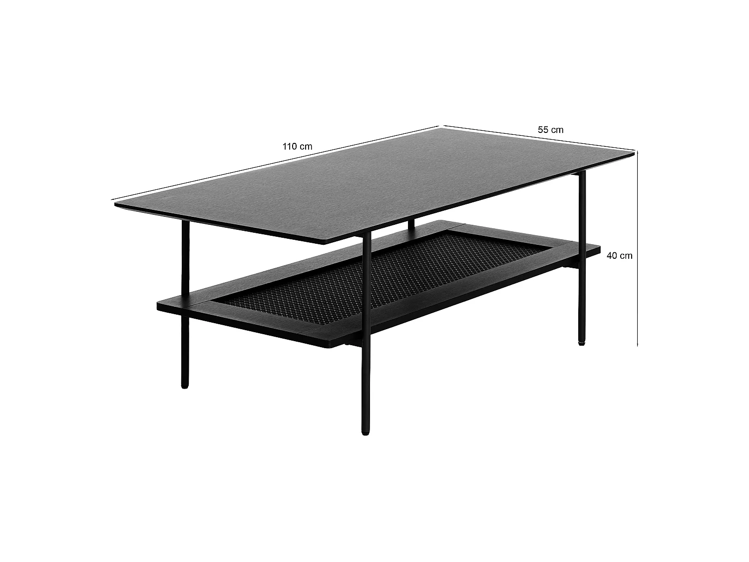 Salontafel, zwart eiken, 110x55 cm – Mogest