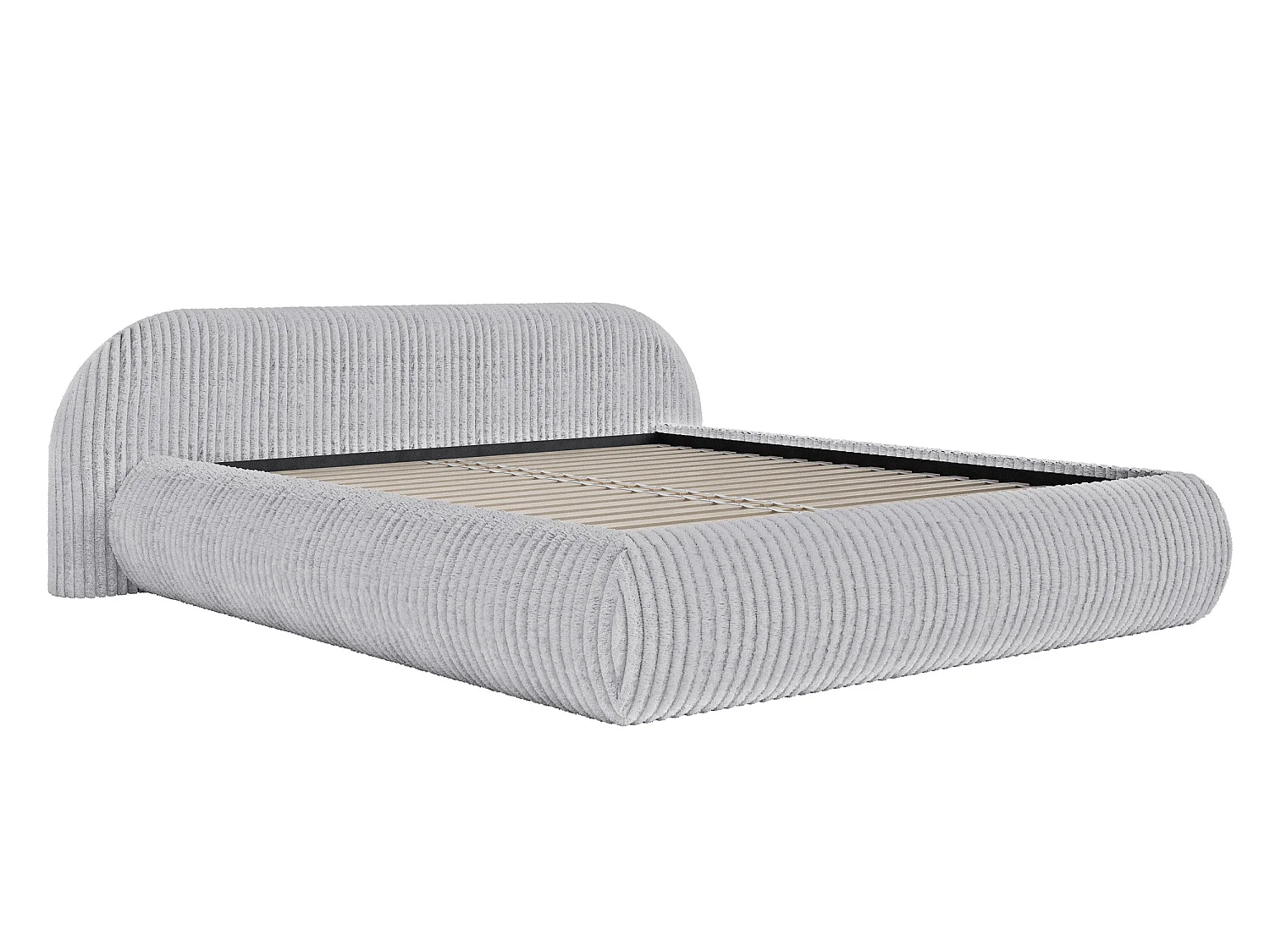 Gestoffeerd bed, corduroy grijs, 200x200 cm – Shels