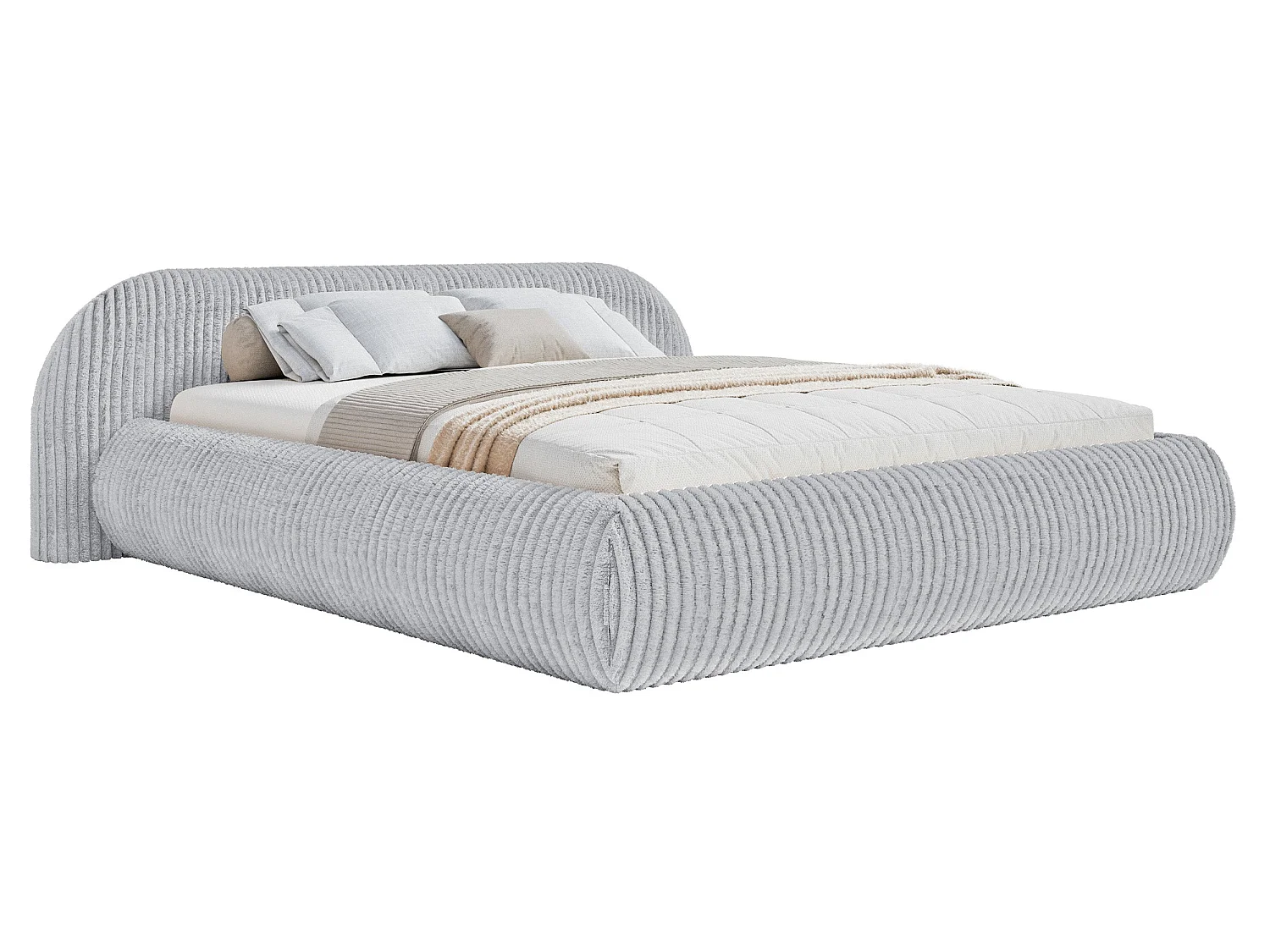 Gestoffeerd bed, corduroy grijs, 200x200 cm – Shels