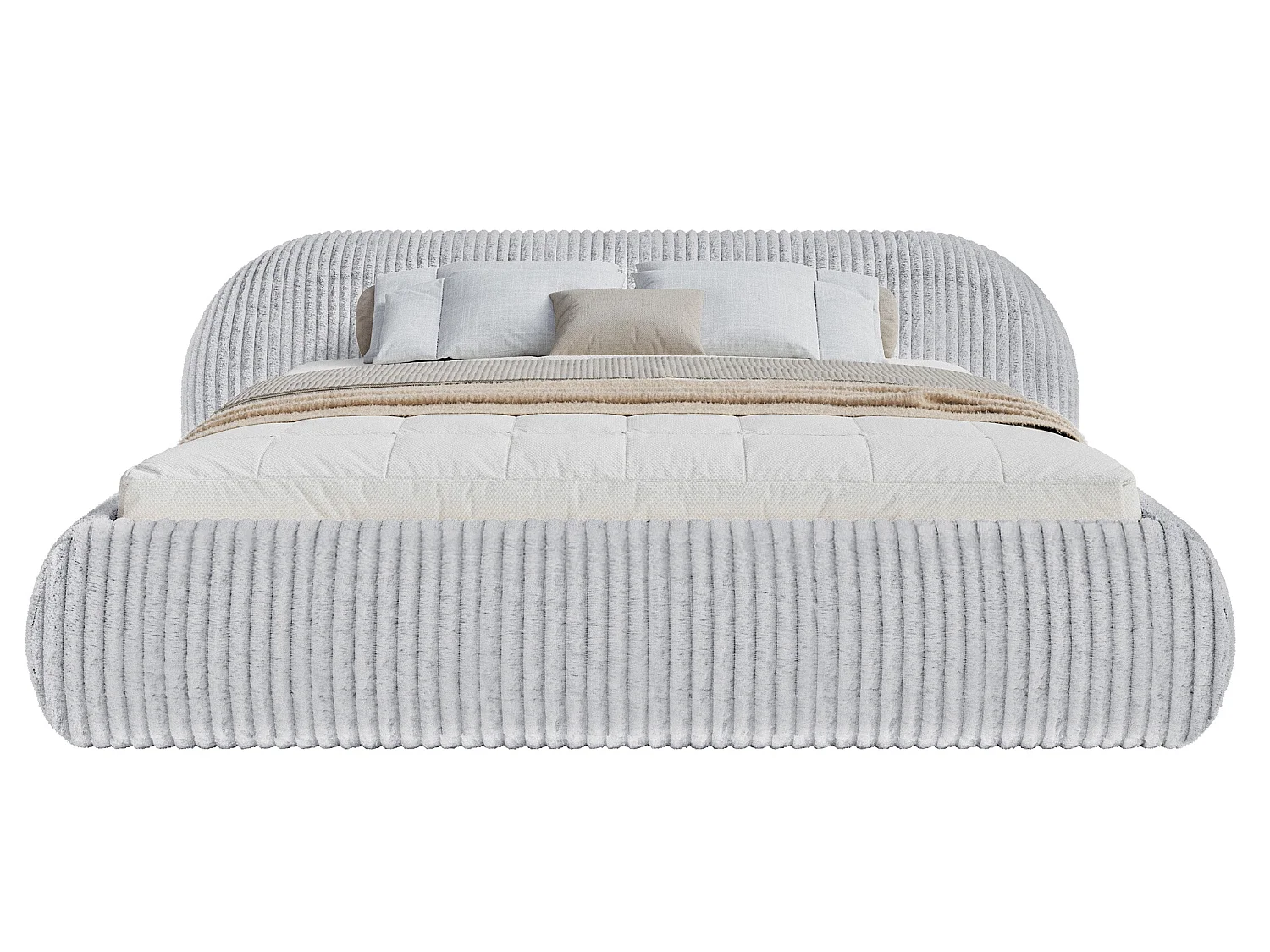 Gestoffeerd bed, corduroy grijs, 200x200 cm – Shels