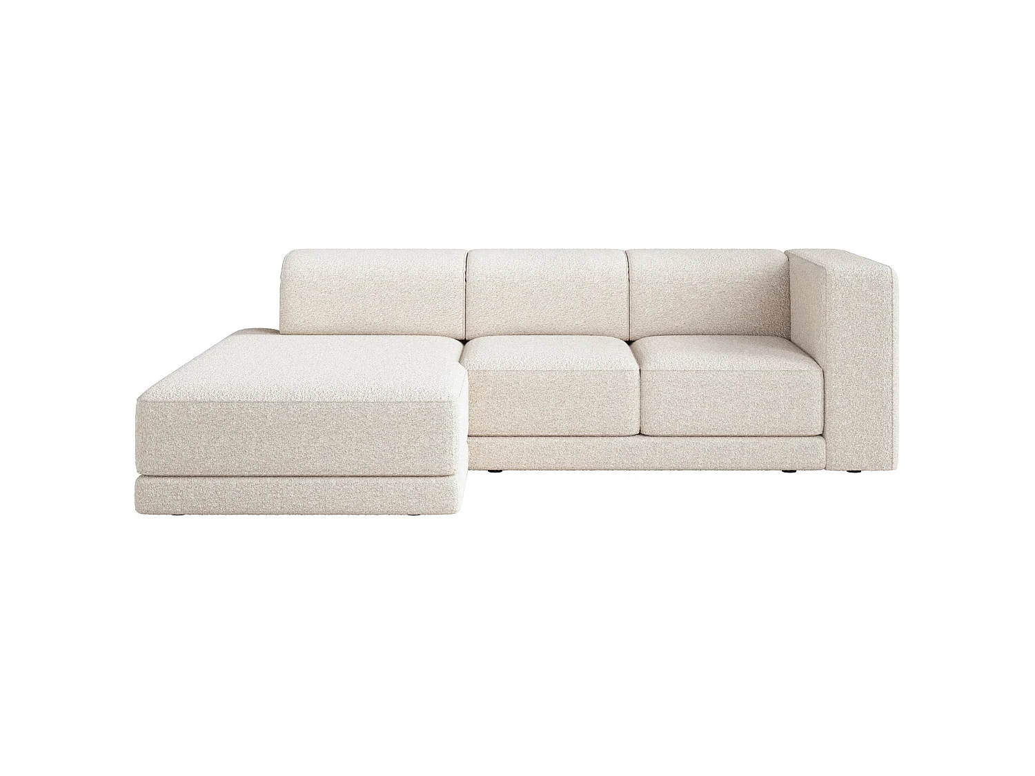 Canapé d'angle - 278 cm - Bouclé Crème - Novals