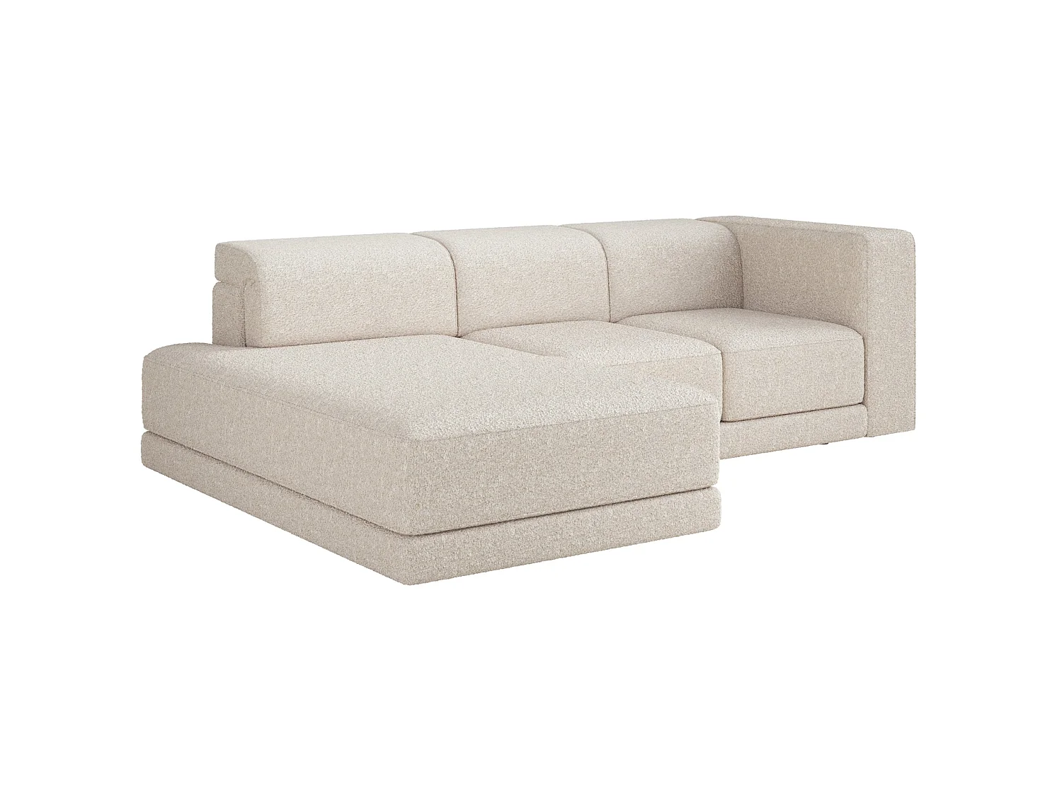 Canapé d'angle - 278 cm - Bouclé Crème - Novals