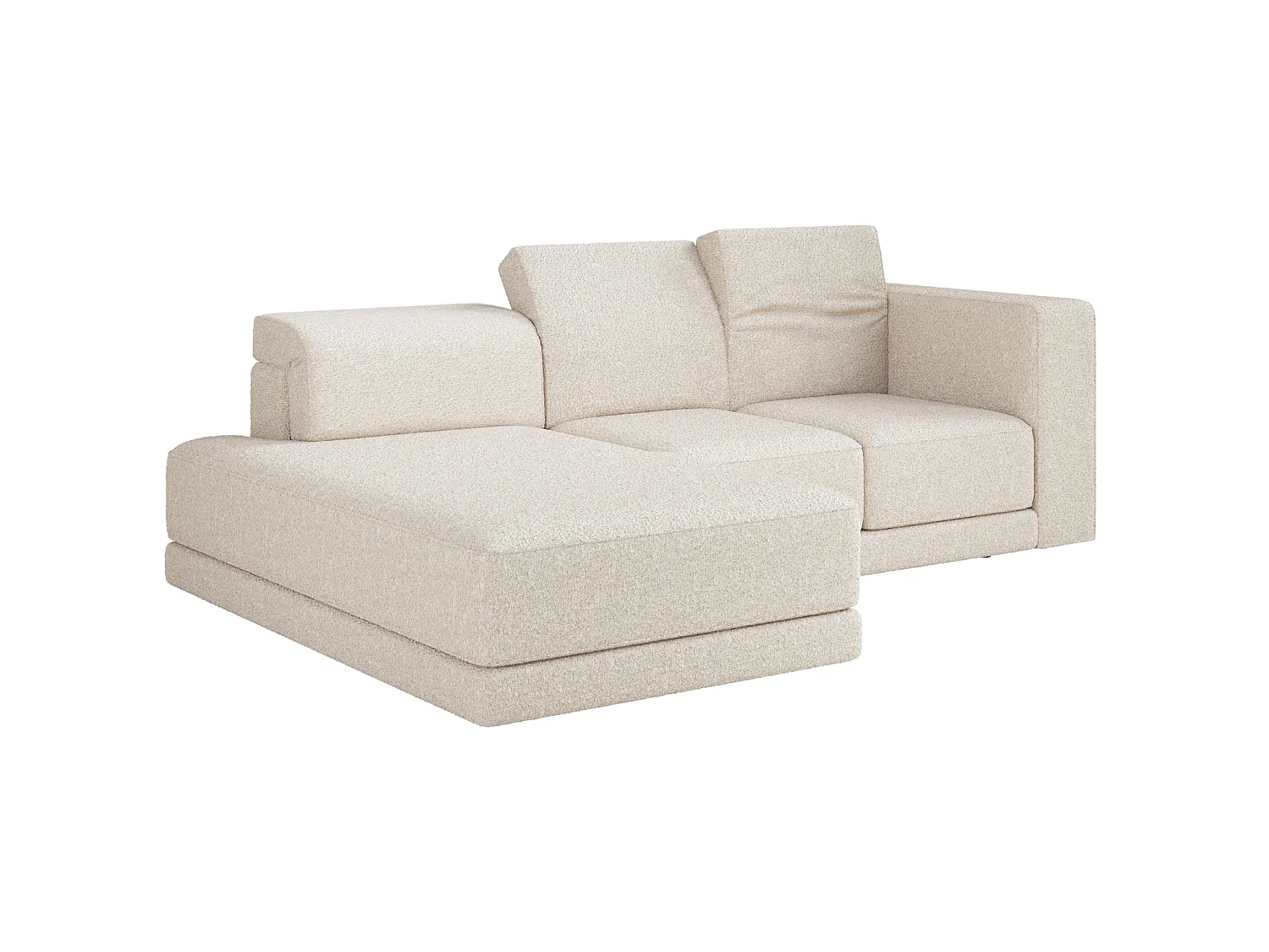 Canapé d'angle - 278 cm - Bouclé Crème - Novals