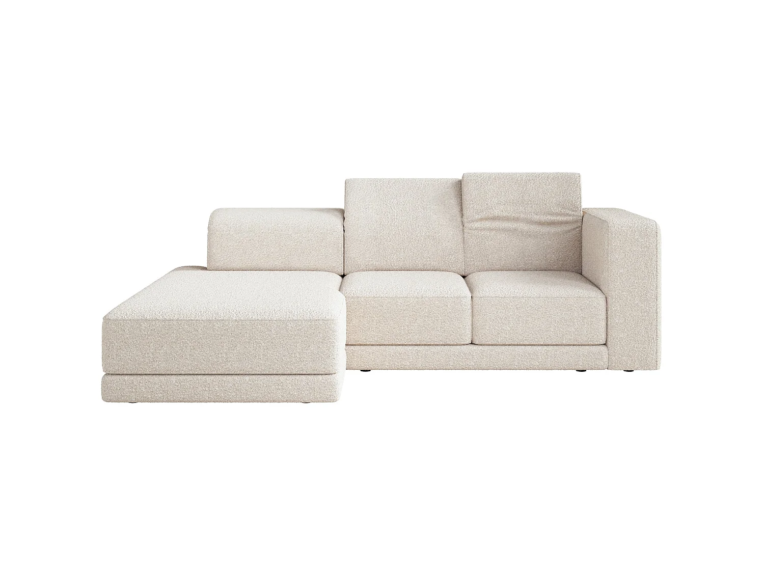 Canapé d'angle - 278 cm - Bouclé Crème - Novals