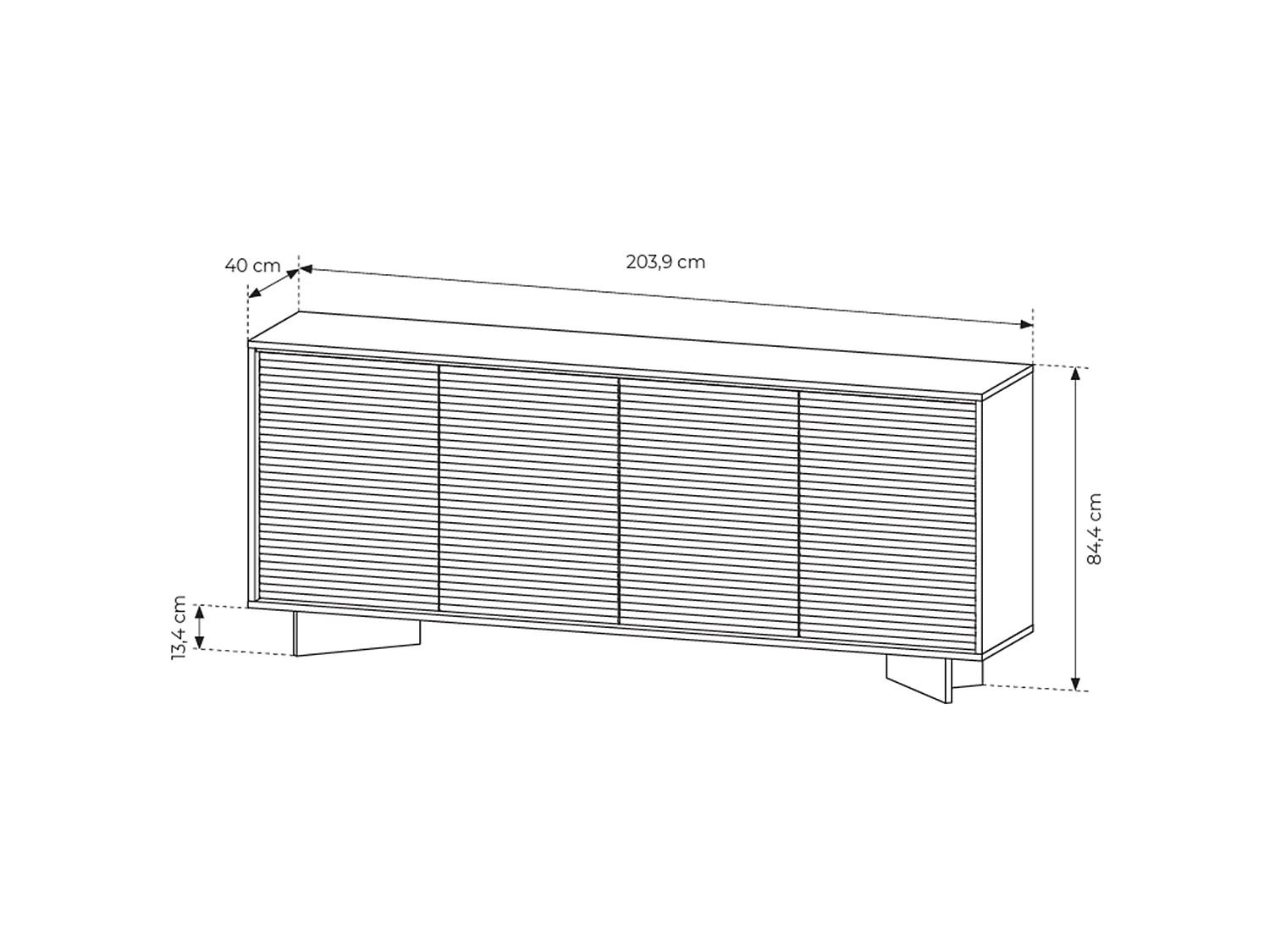 Buffet - 203 cm - Chêne - Semi