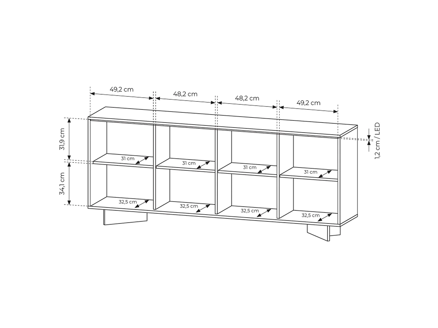 Buffet - 203 cm - Chêne - Semi