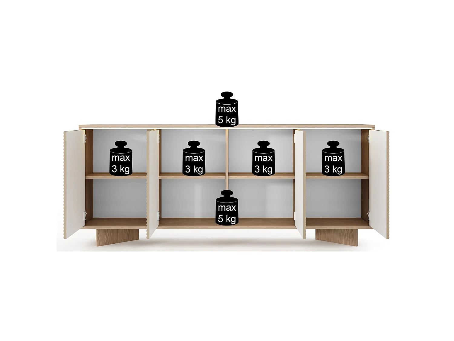 Buffet - 203 cm - Chêne - Semi