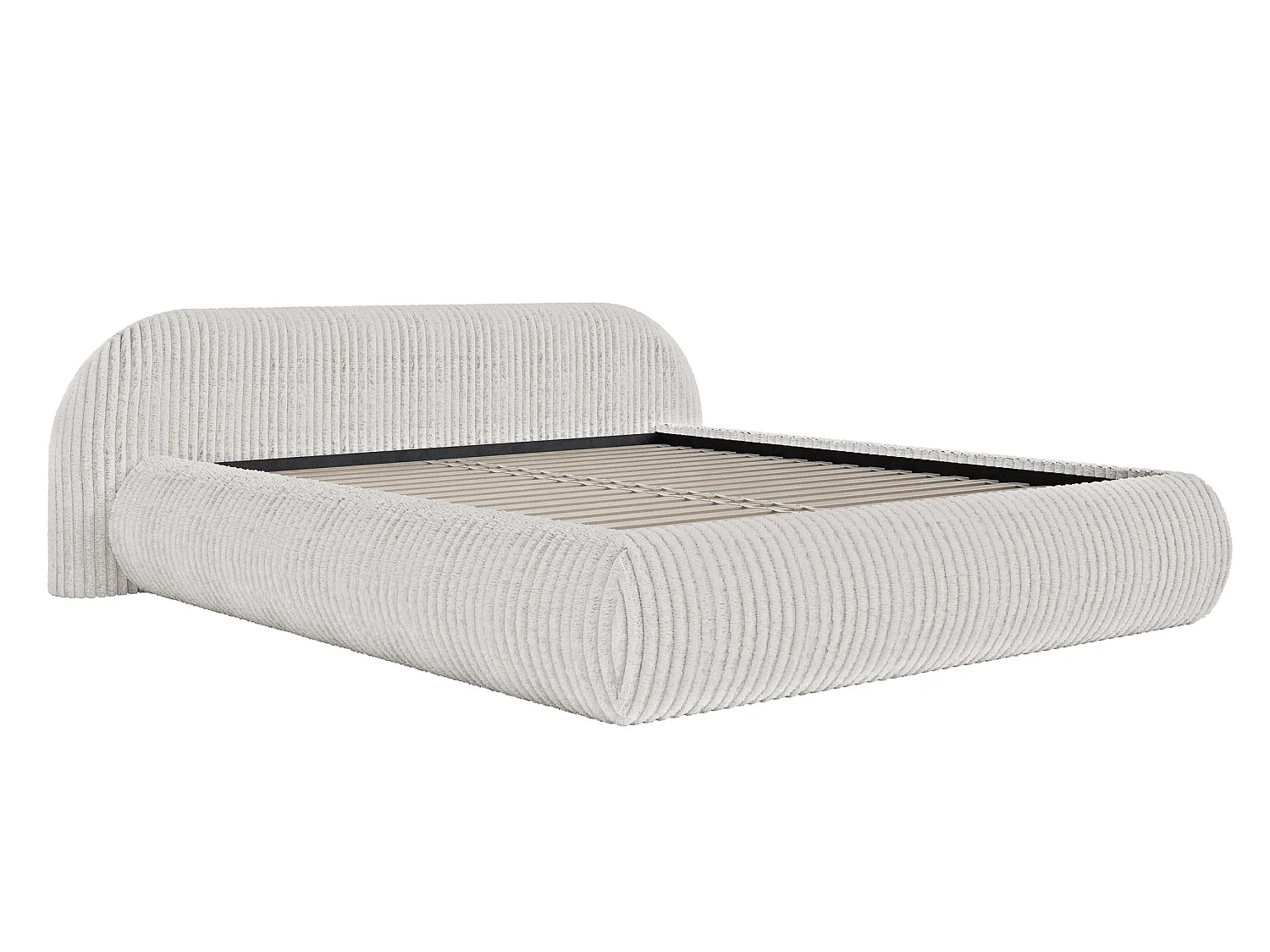 Gestoffeerd bed, corduroy lichtgrijs, 200x200 cm – Shels