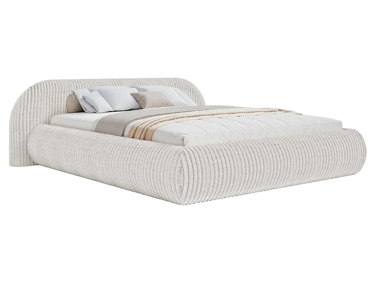 Gestoffeerd bed, corduroy lichtgrijs, 200x200 cm – Shels