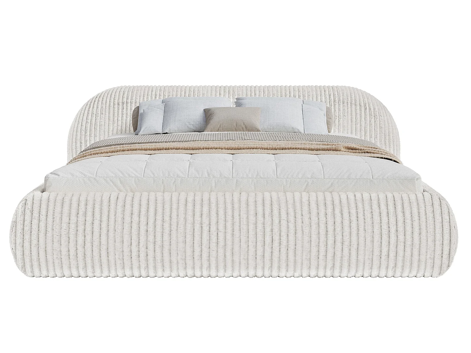 Gestoffeerd bed, corduroy lichtgrijs, 200x200 cm – Shels