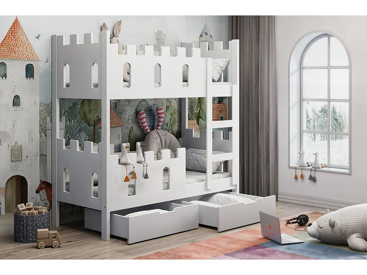 Lit superposé - 75x180 cm - Blanc - Castelo