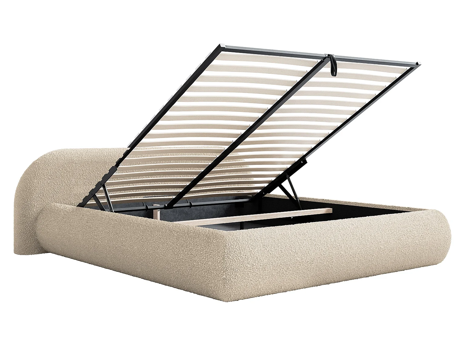 Lit rembourré - 200x200 cm - Bouclé Beige clair - Shels