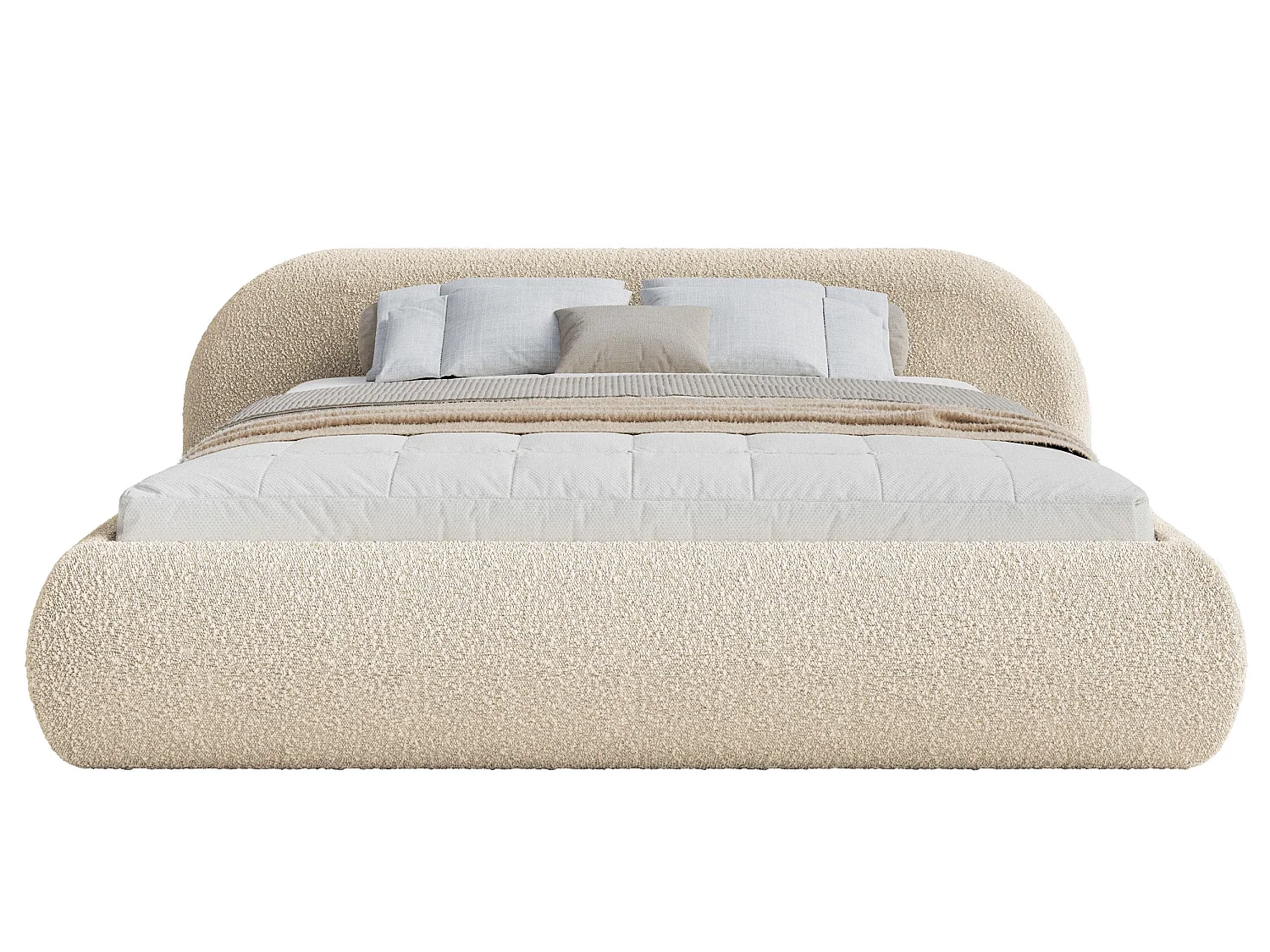 Lit rembourré - 200x200 cm - Bouclé Beige clair - Shels