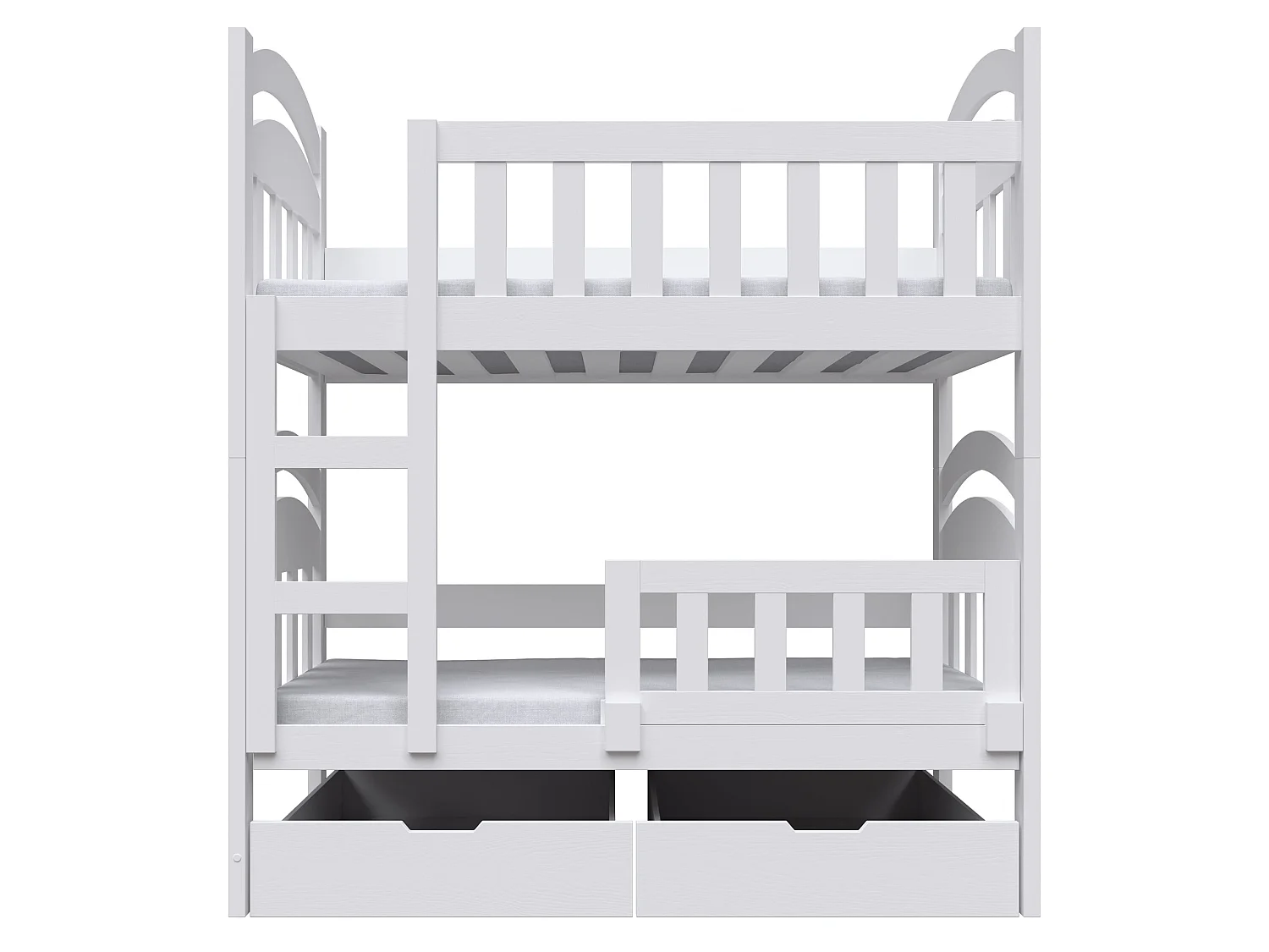 Lit superposé avec matelas - 90x200 cm - Blanc - Dopio