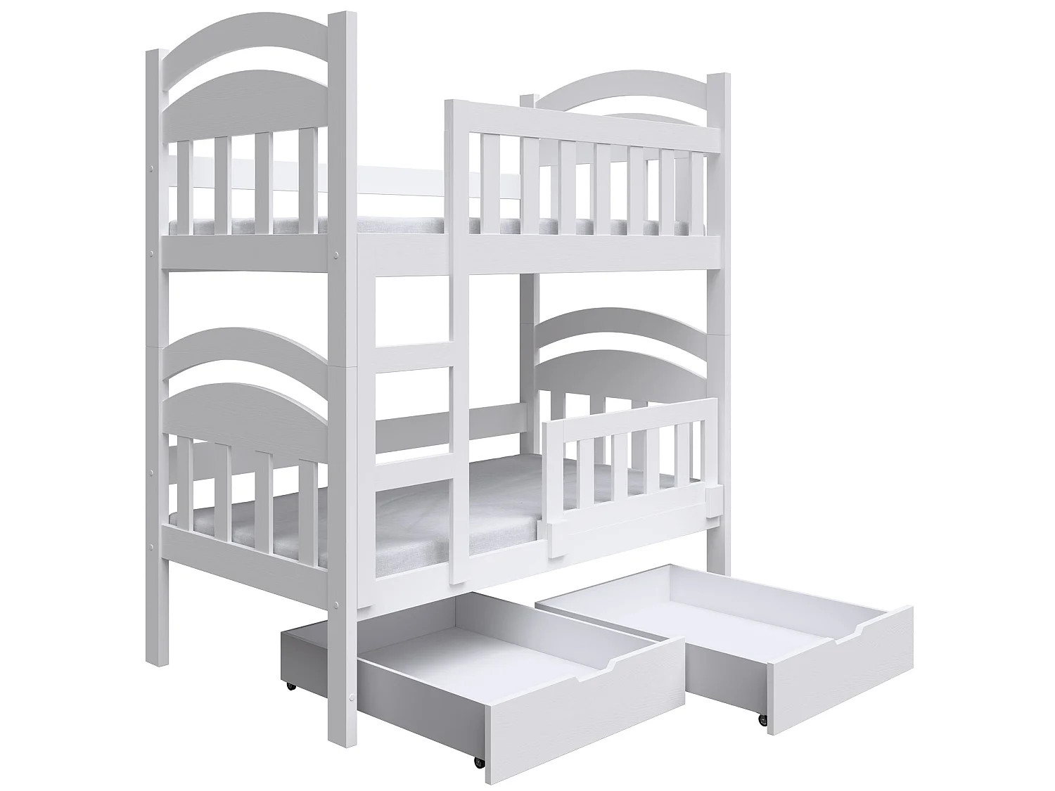 Lit superposé avec matelas - 90x200 cm - Blanc - Dopio