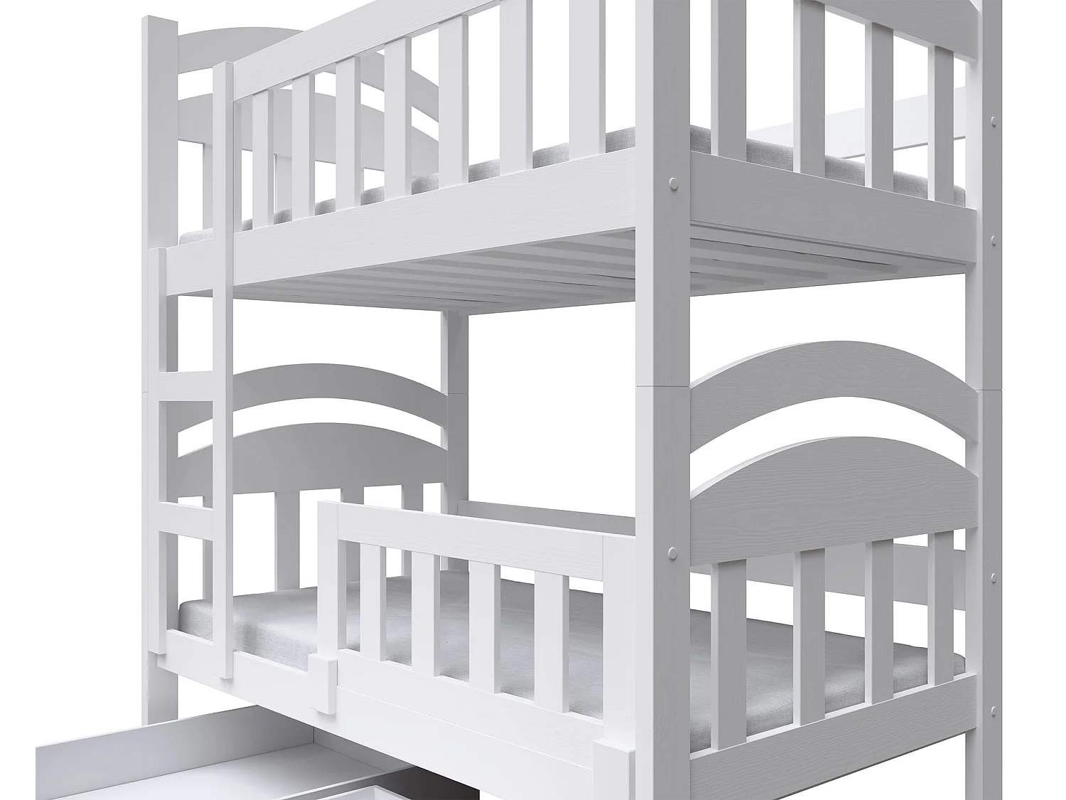 Lit superposé avec matelas - 90x200 cm - Blanc - Dopio