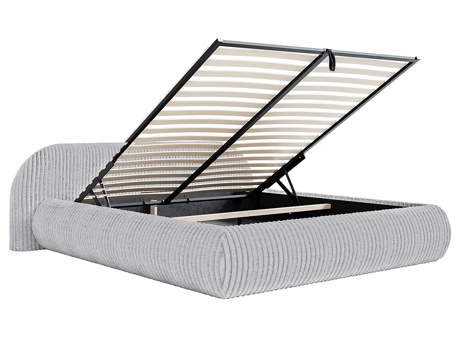 Gestoffeerd bed, corduroy grijs, 200x200 cm – Shels