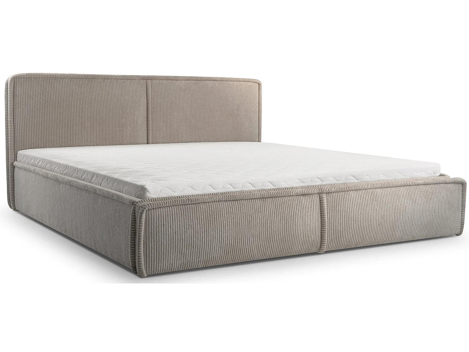Gestoffeerd bed Cordo met opbergruimte, olijfgroene ribstof, 160x200cm