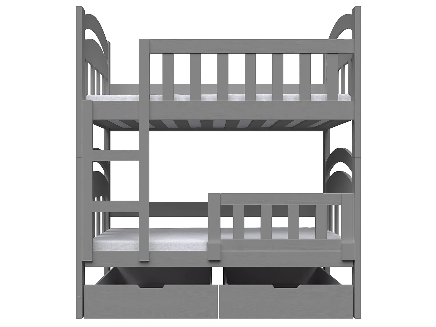 Lit superposé avec matelas - 90x200 cm - Gris - Dopio