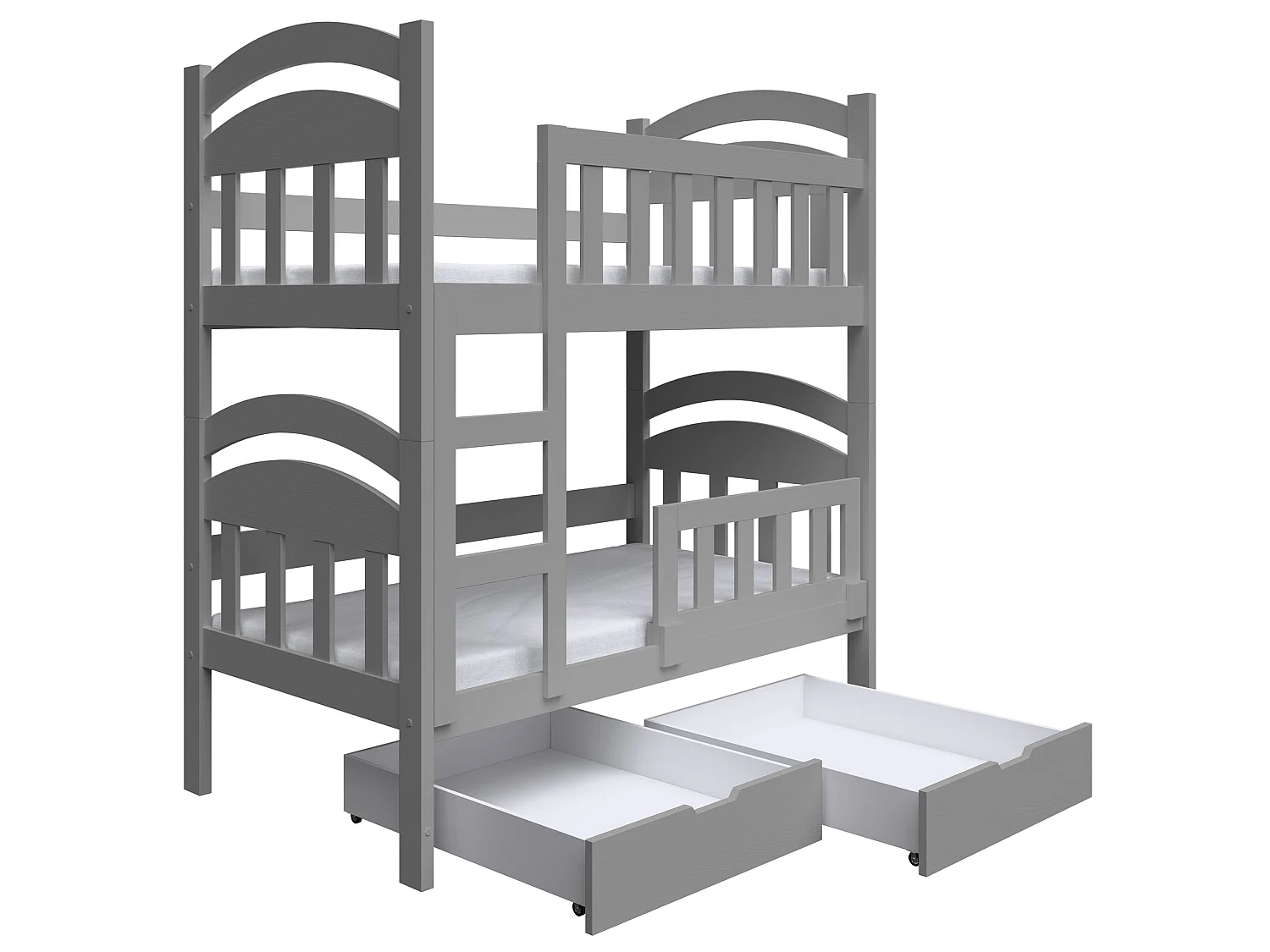 Lit superposé avec matelas - 90x200 cm - Gris - Dopio