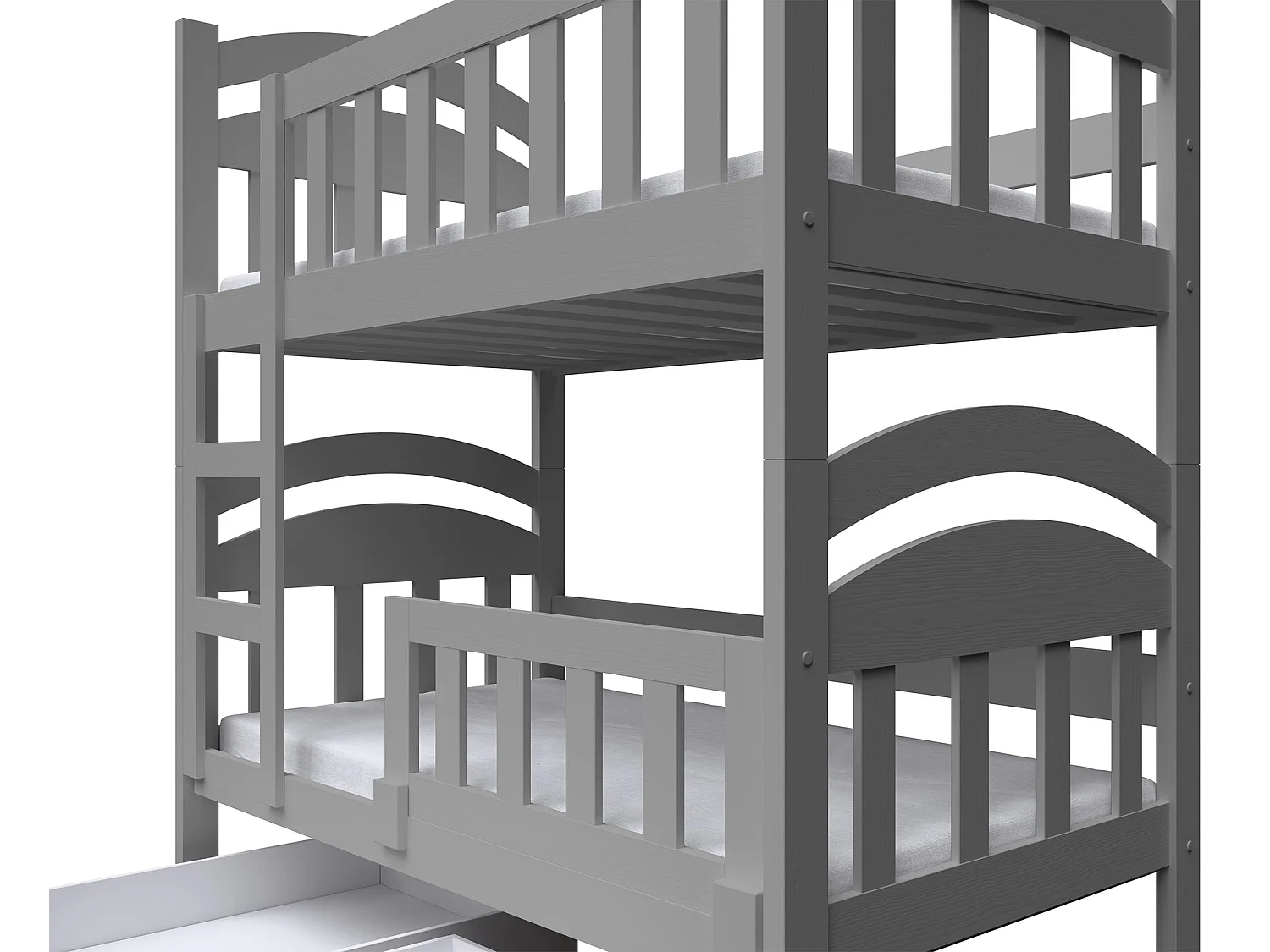 Lit superposé avec matelas - 90x200 cm - Gris - Dopio