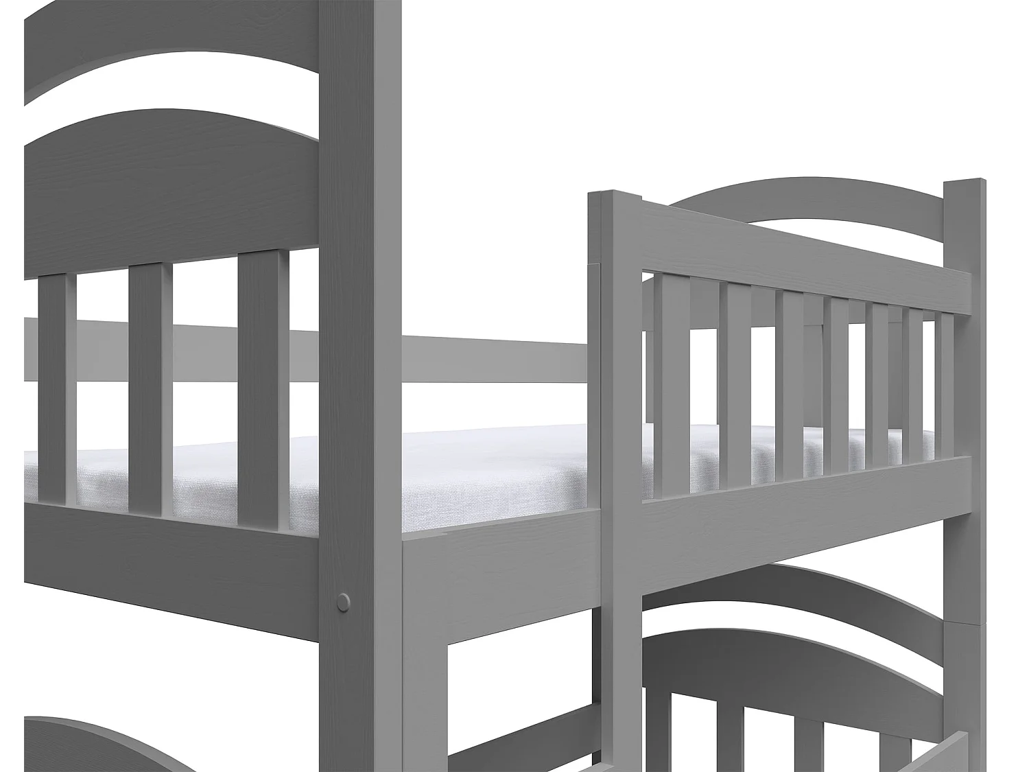 Lit superposé avec matelas - 90x200 cm - Gris - Dopio