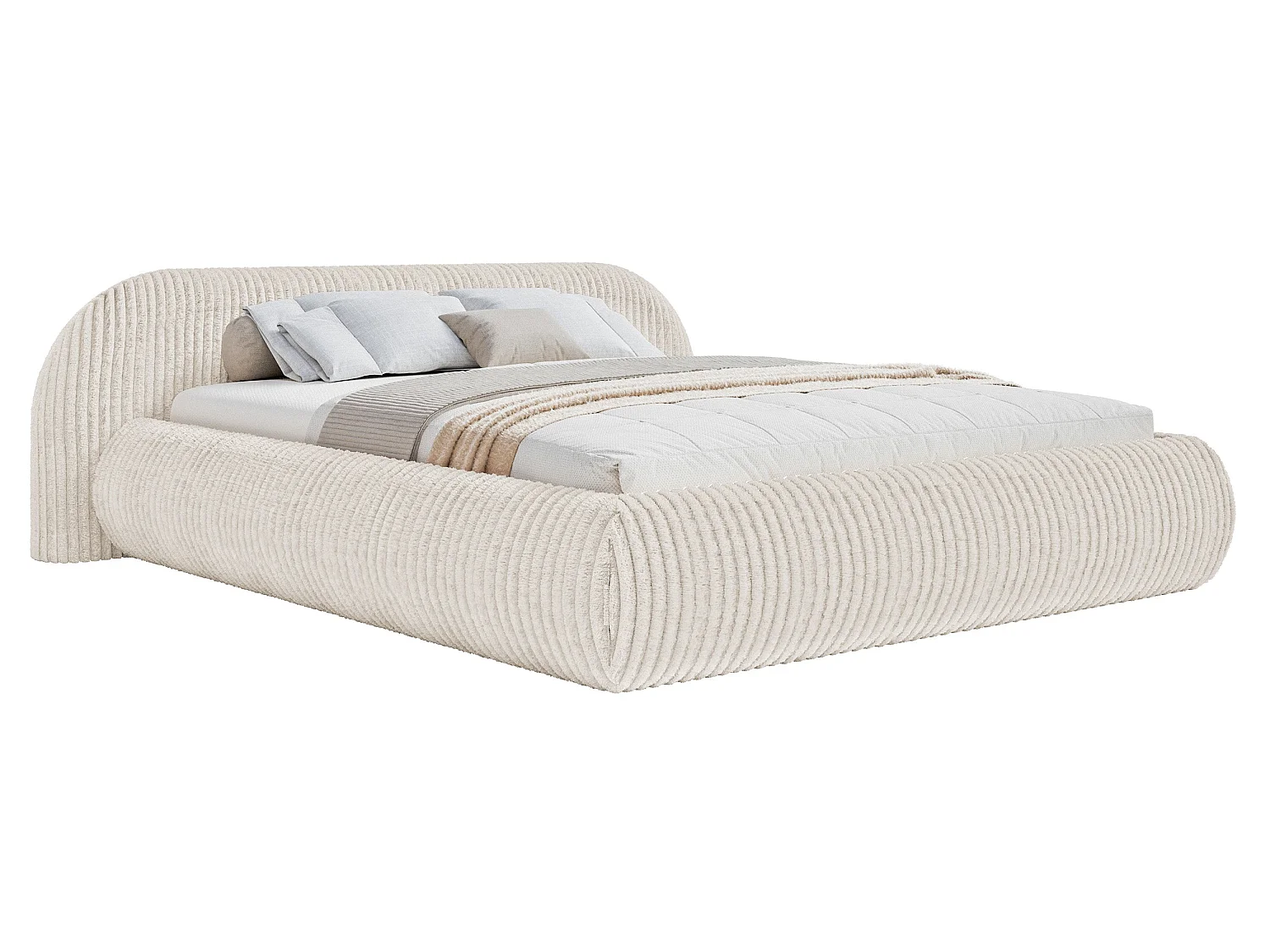 Gestoffeerd bed, corduroy crème, 200x200 cm – Shels