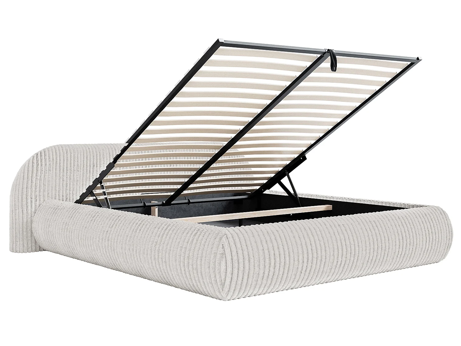 Gestoffeerd bed, corduroy lichtgrijs, 200x200 cm – Shels