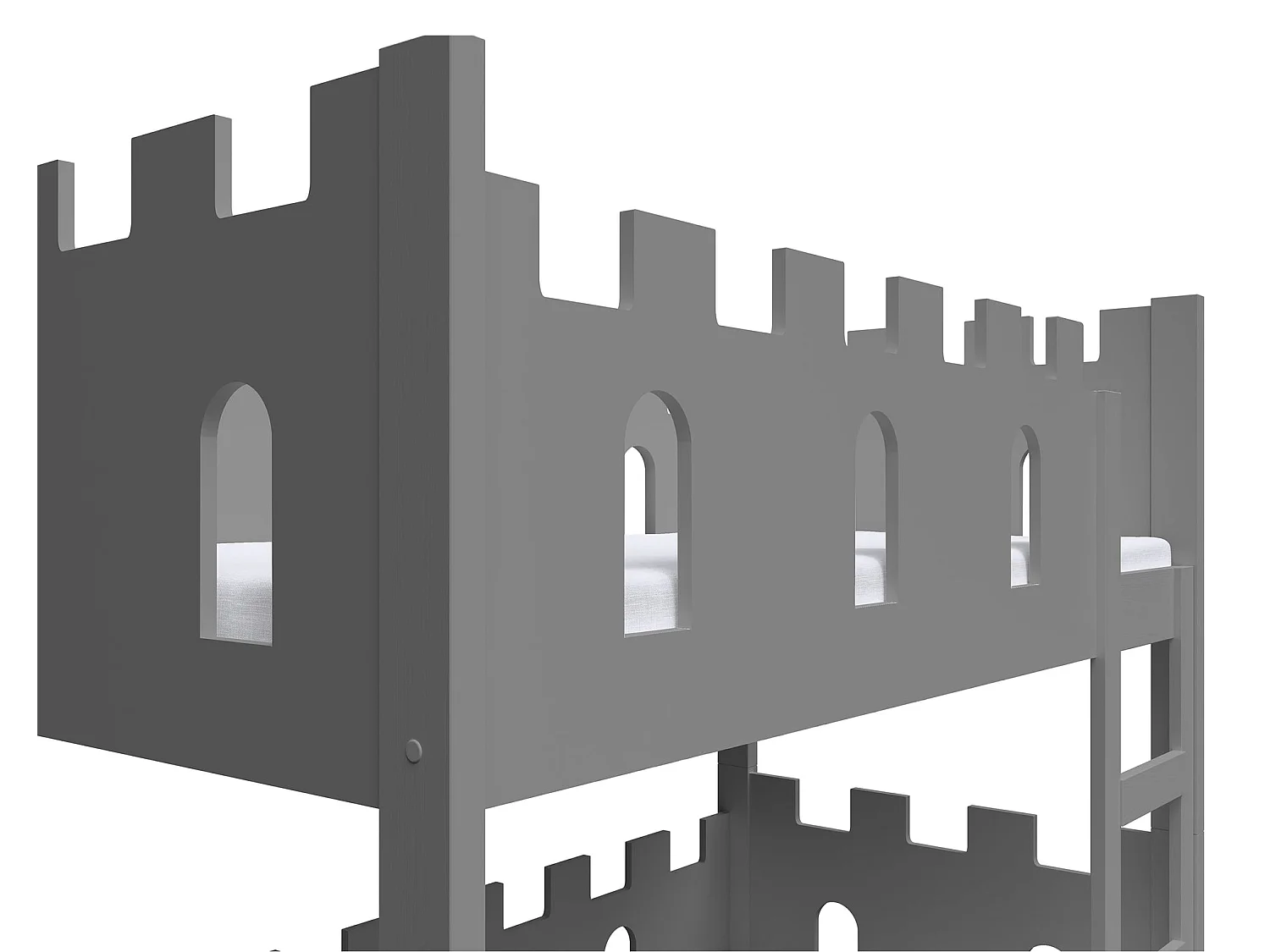 Lit superposé - 75x180 cm - Gris - Castelo