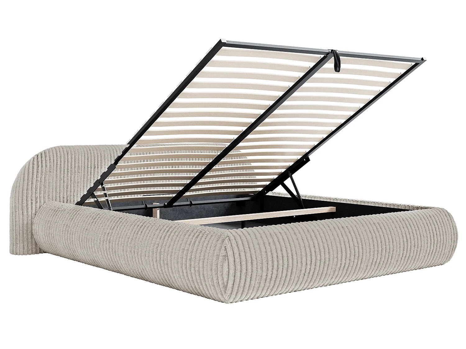 Gestoffeerd bed, corduroy greige, 200x200 cm – Shels