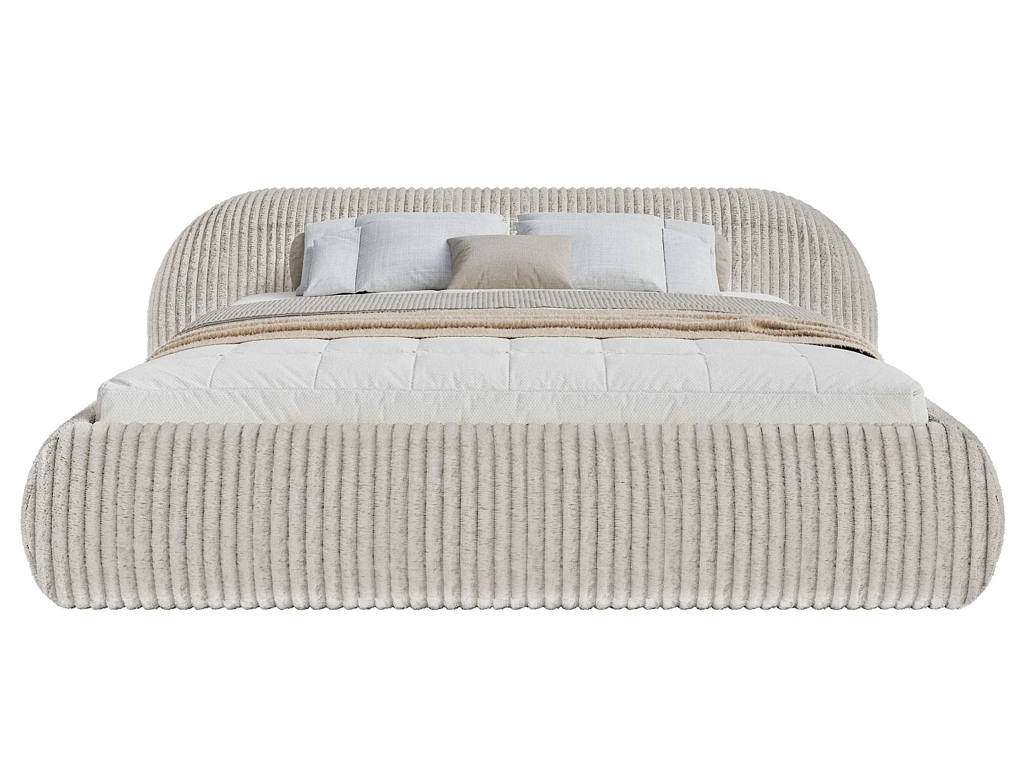 Gestoffeerd bed, corduroy greige, 200x200 cm – Shels
