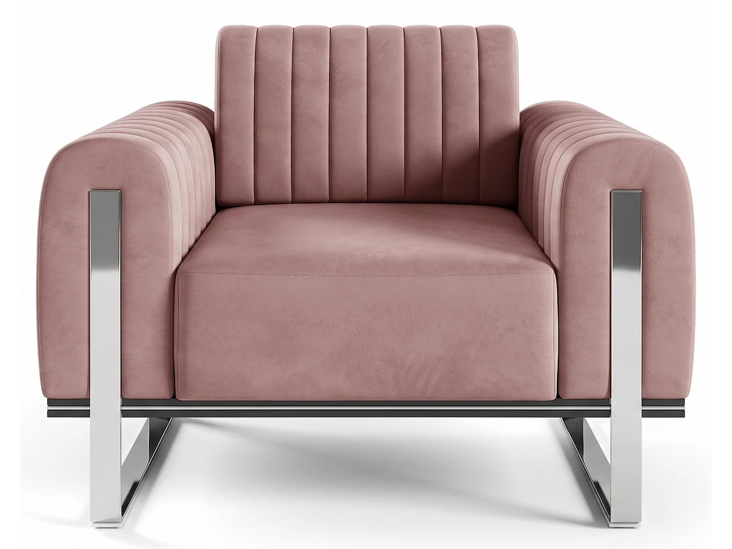 Schalensessel, Samt Rosa verchromte Füße, 106 cm - Parissa