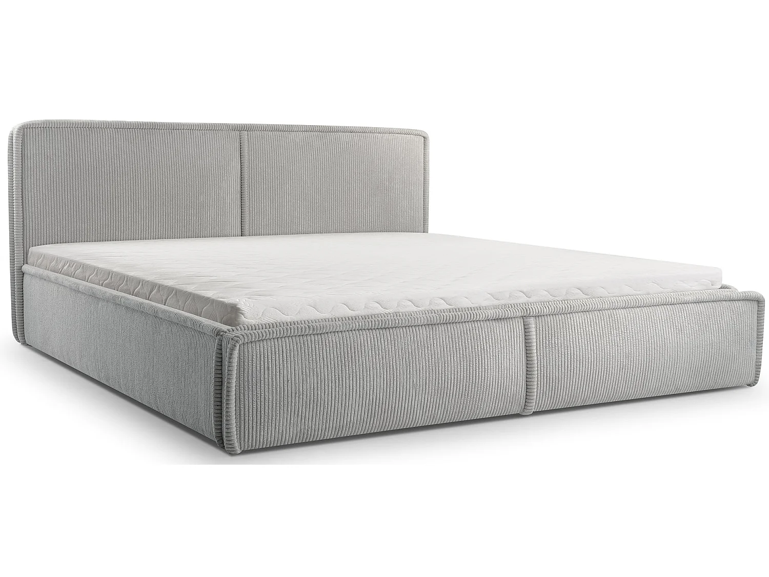 Gestoffeerd bed Cordo met opbergruimte, beige ribstof, 140x200cm