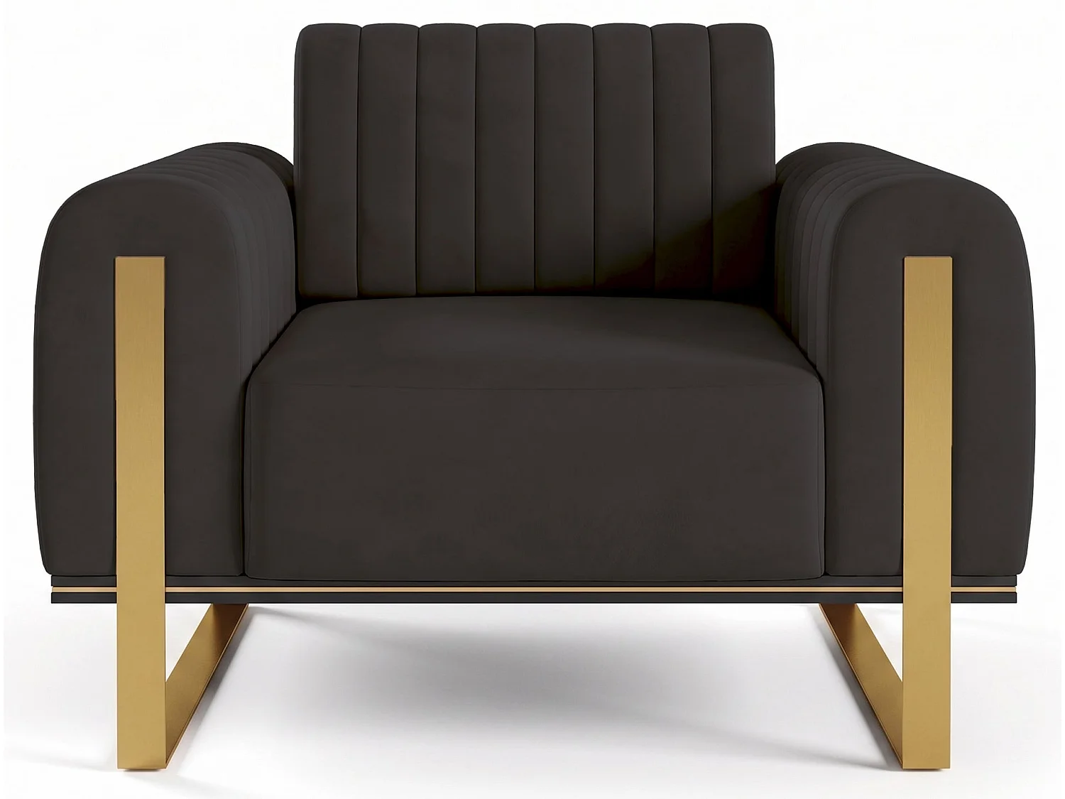 Fauteuil - 106 cm - velours Noir pieds dorés - Parissa