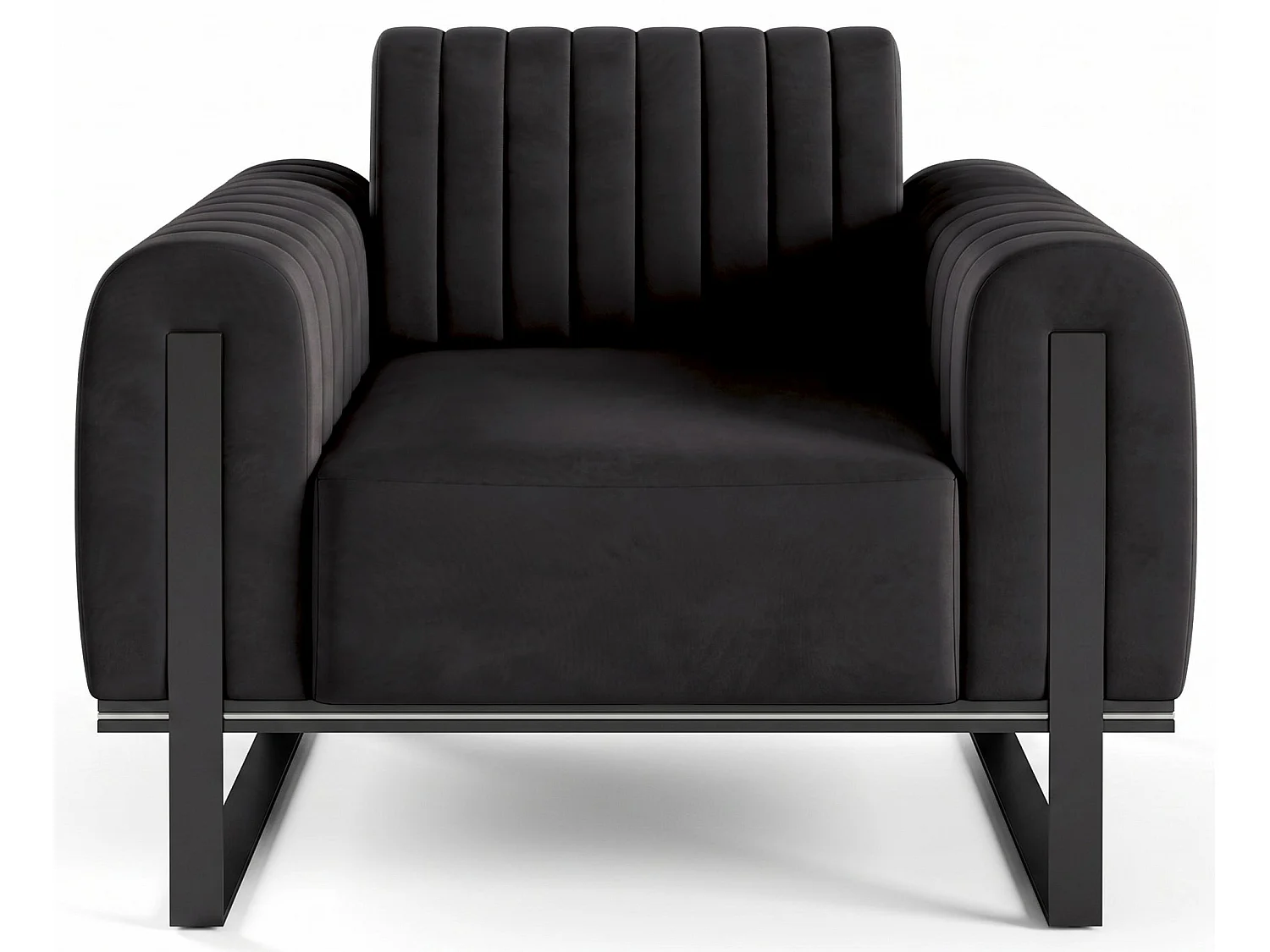 Fauteuil coque coque- 106 cm - velours Noir pieds noirs - Parissa