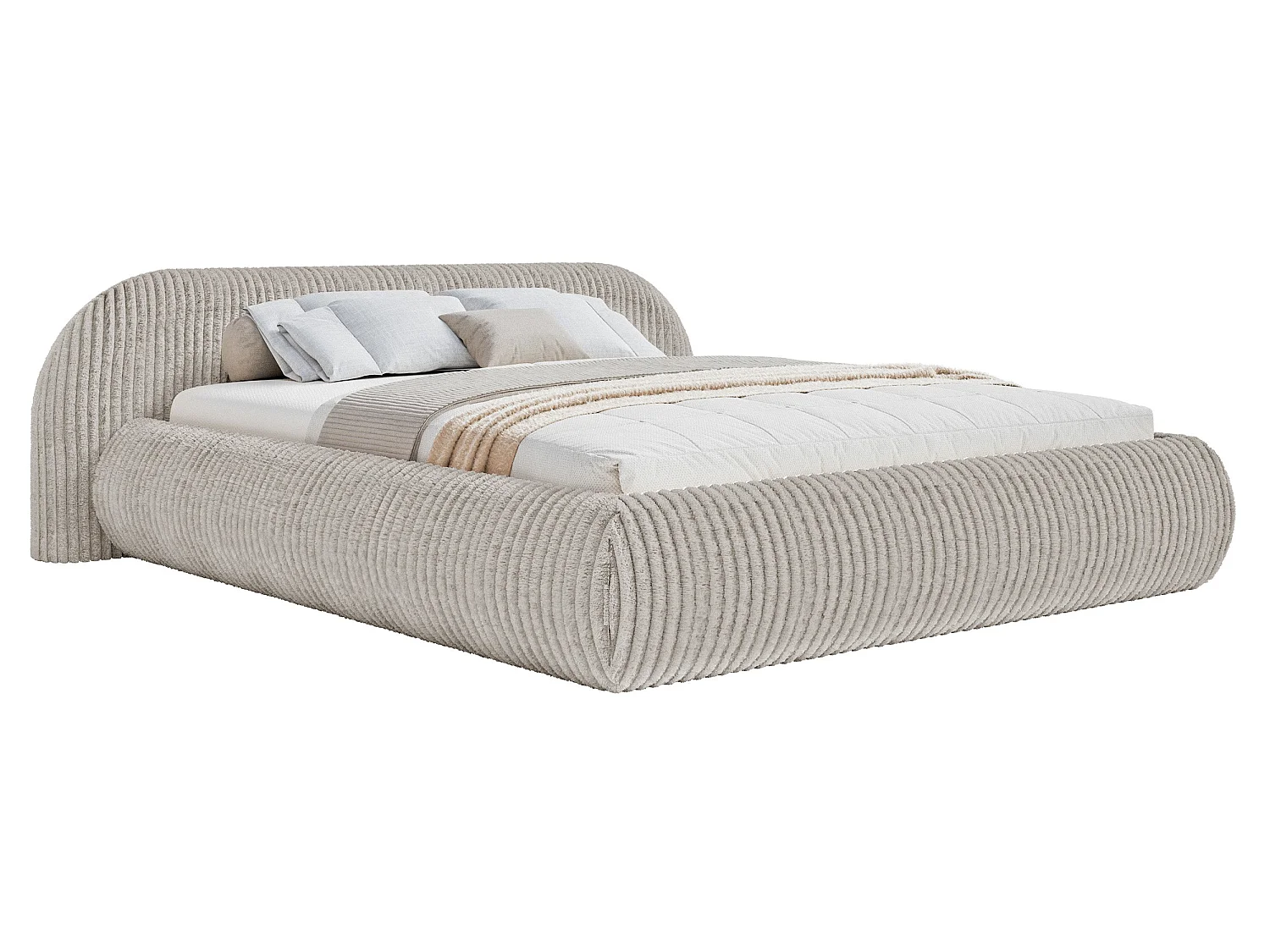Gestoffeerd bed, corduroy greige, 200x200 cm – Shels