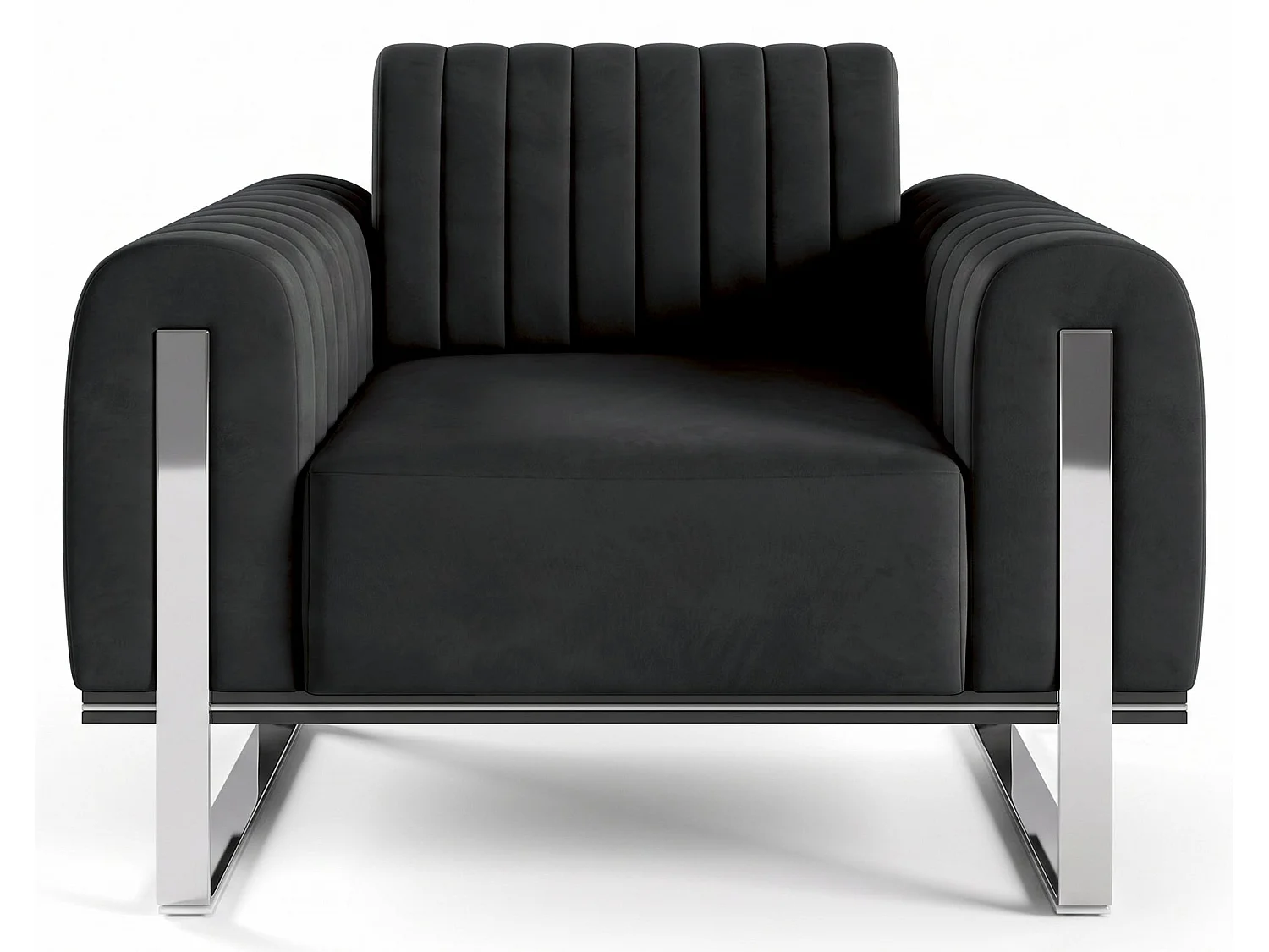 Fauteuil, velours zwart chromen poten, 106 cm – Parissa