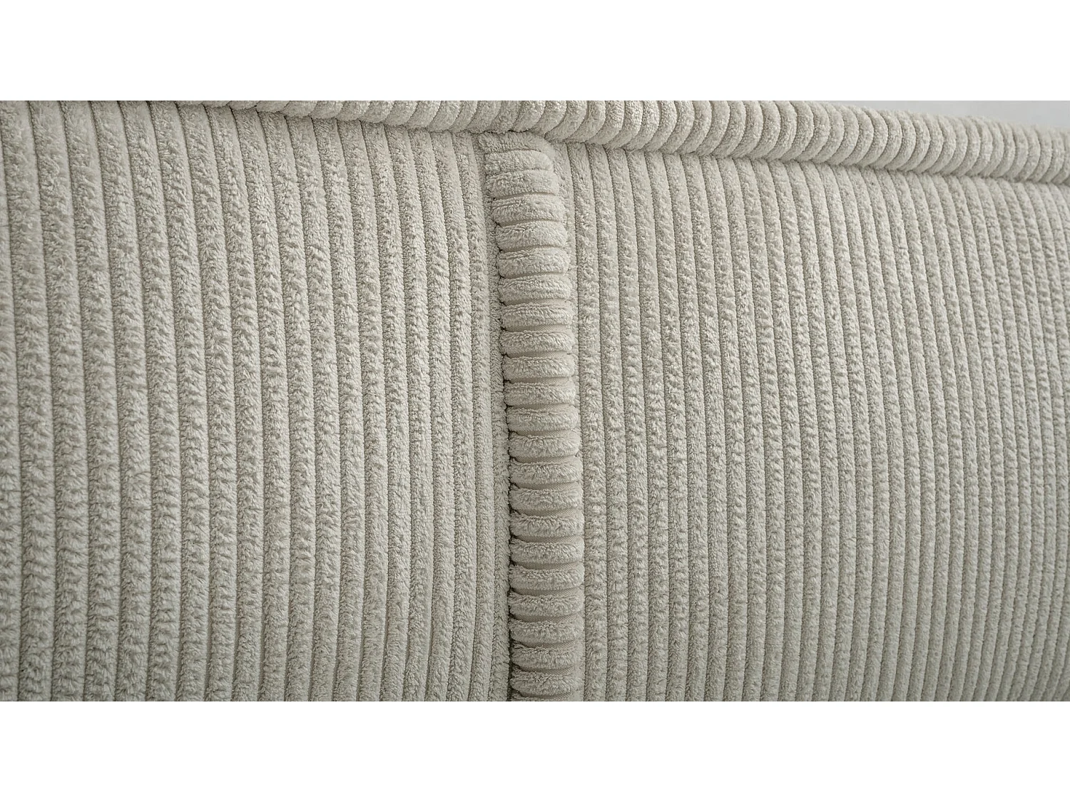 Lit rembourré avec coffre et sommier en bois - 160x200 cm - velours côtelé beige - CORDO