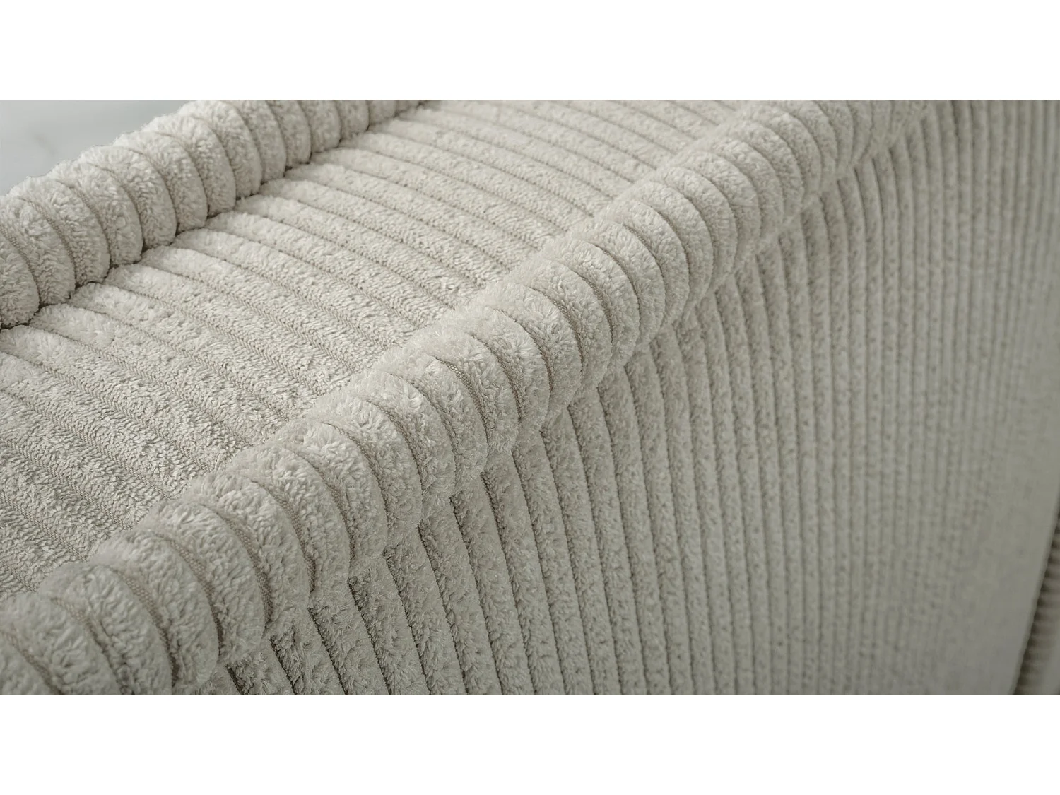 Lit rembourré avec coffre et sommier en bois - 160x200 cm - velours côtelé beige - CORDO