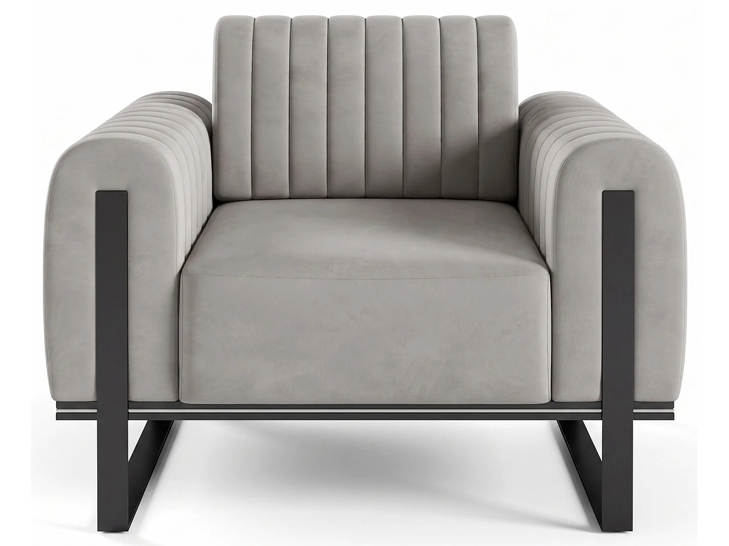 Fauteuil, velours lichtgrijs zwarte poten, 106 cm – Parissa