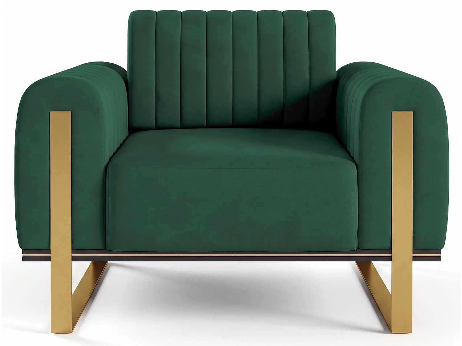 Fauteuil, velours groen gouden poten, 106 cm – Parissa
