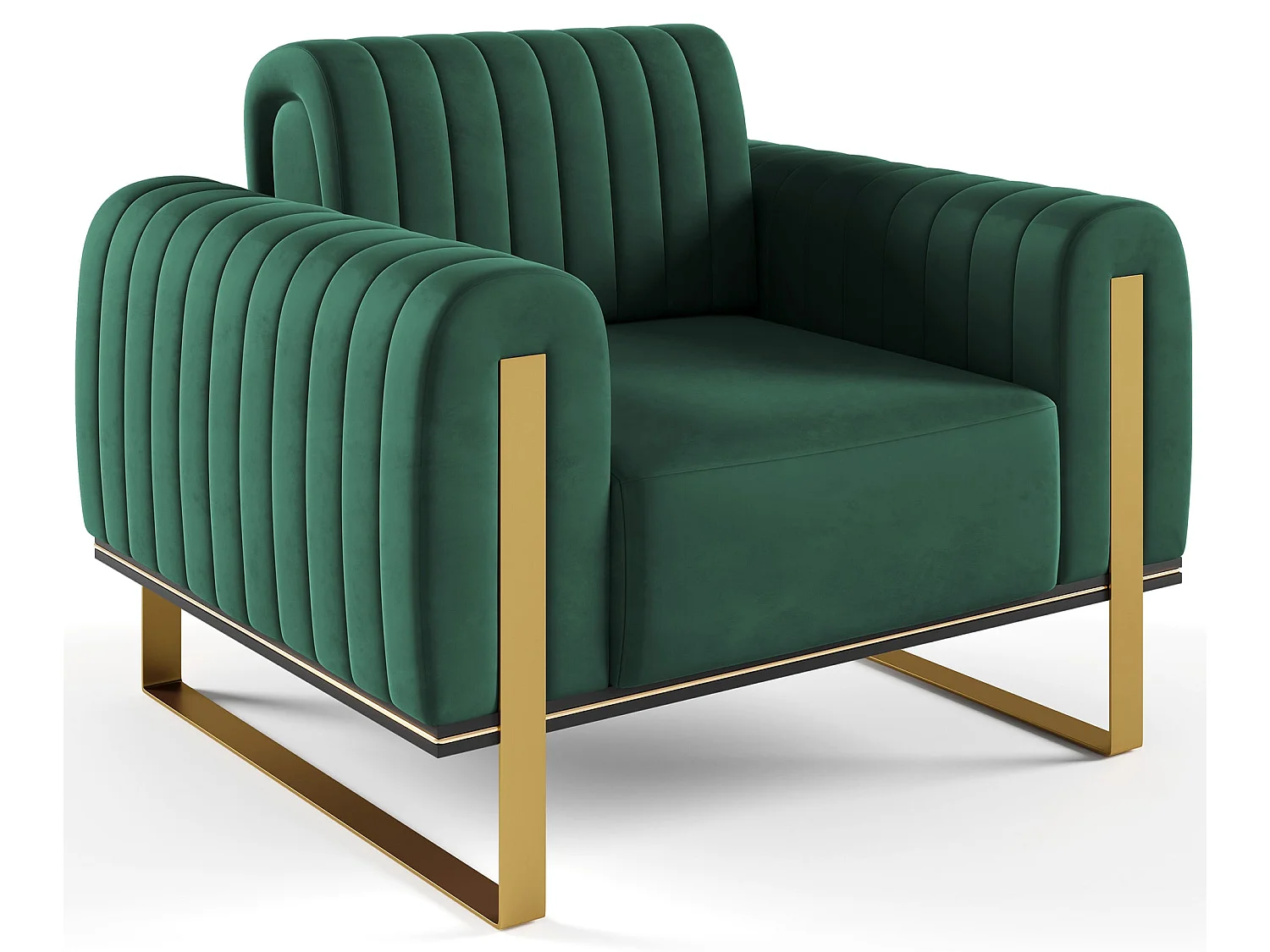 Fauteuil, velours groen gouden poten, 106 cm – Parissa