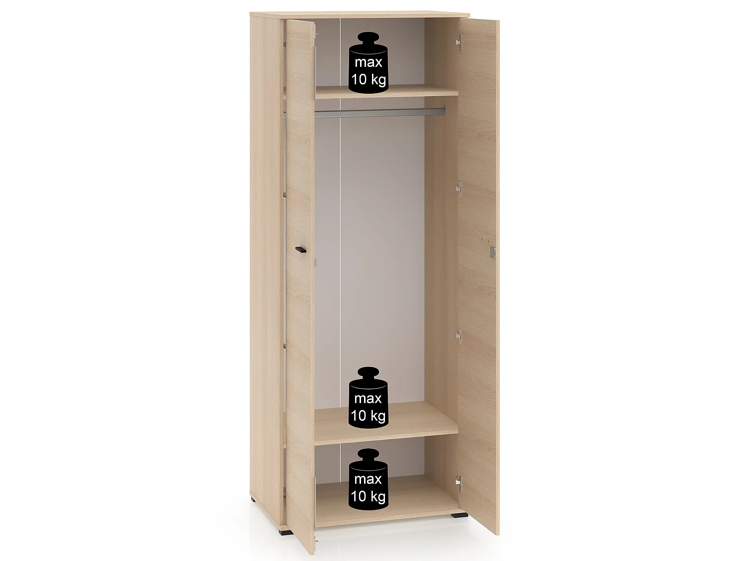 Kleiderschrank 2-türig, Eichenholzoptik, 79 cm - Odelis