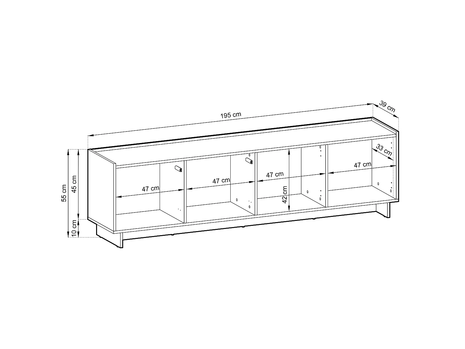 Mueble de TV - 195 cm - efecto roble - Yasumi