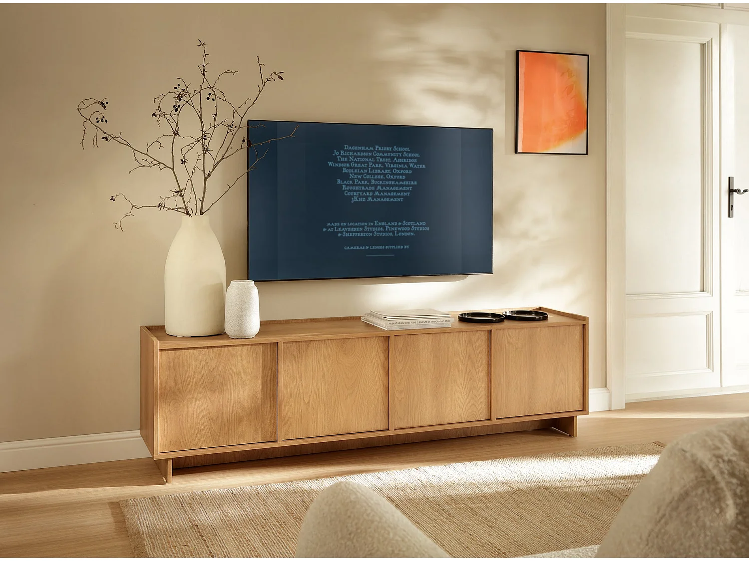 Mueble de TV - 195 cm - efecto roble - Yasumi