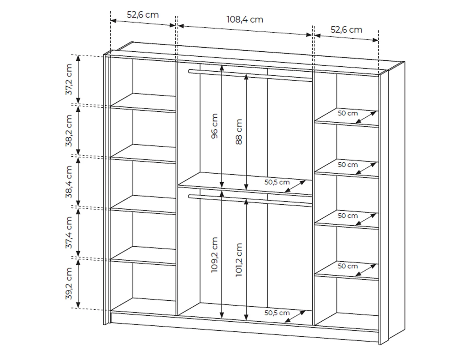 Kledingkast, eiken, 223 cm – Amaro